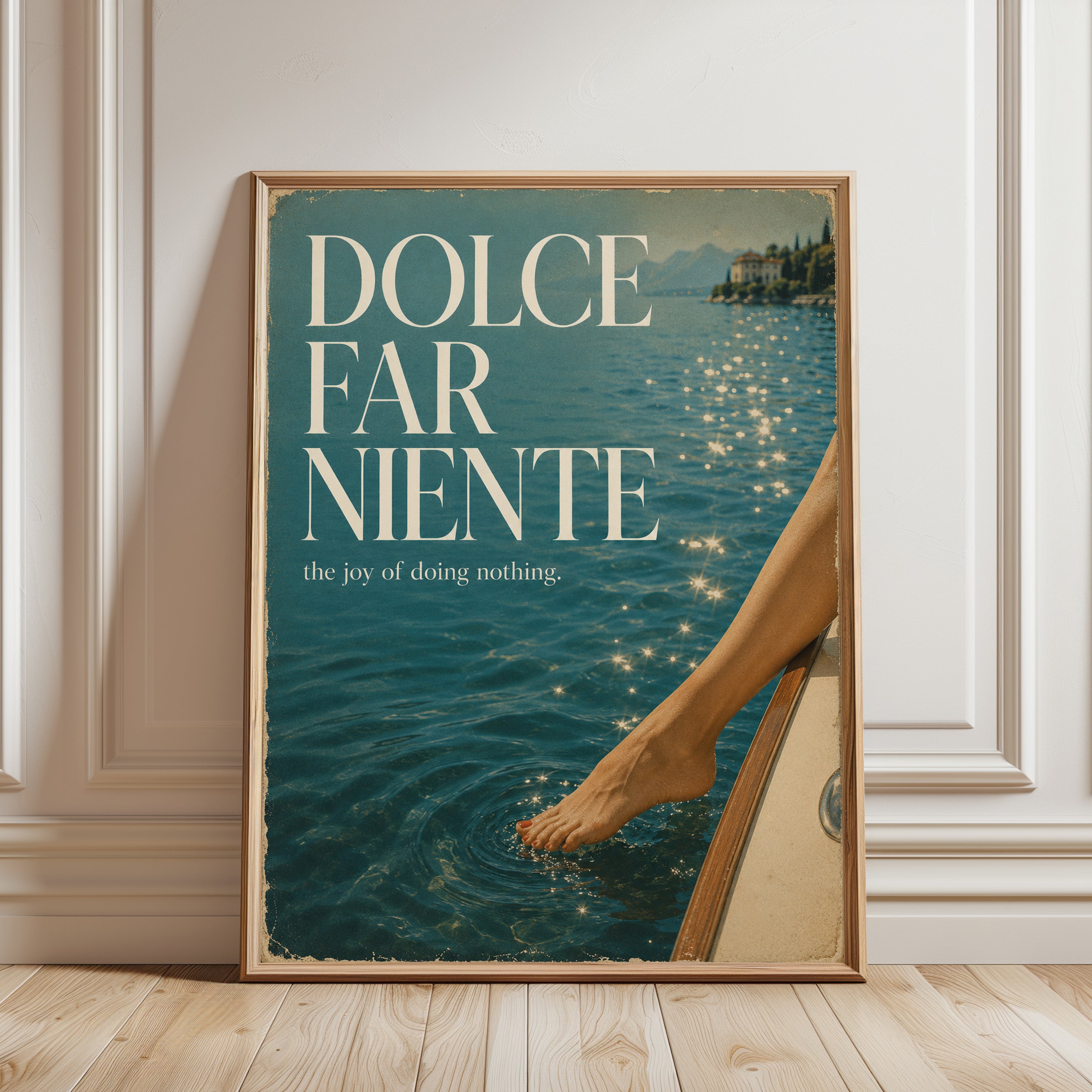 Italian Summer Wall Art – Lake Print - framed detail