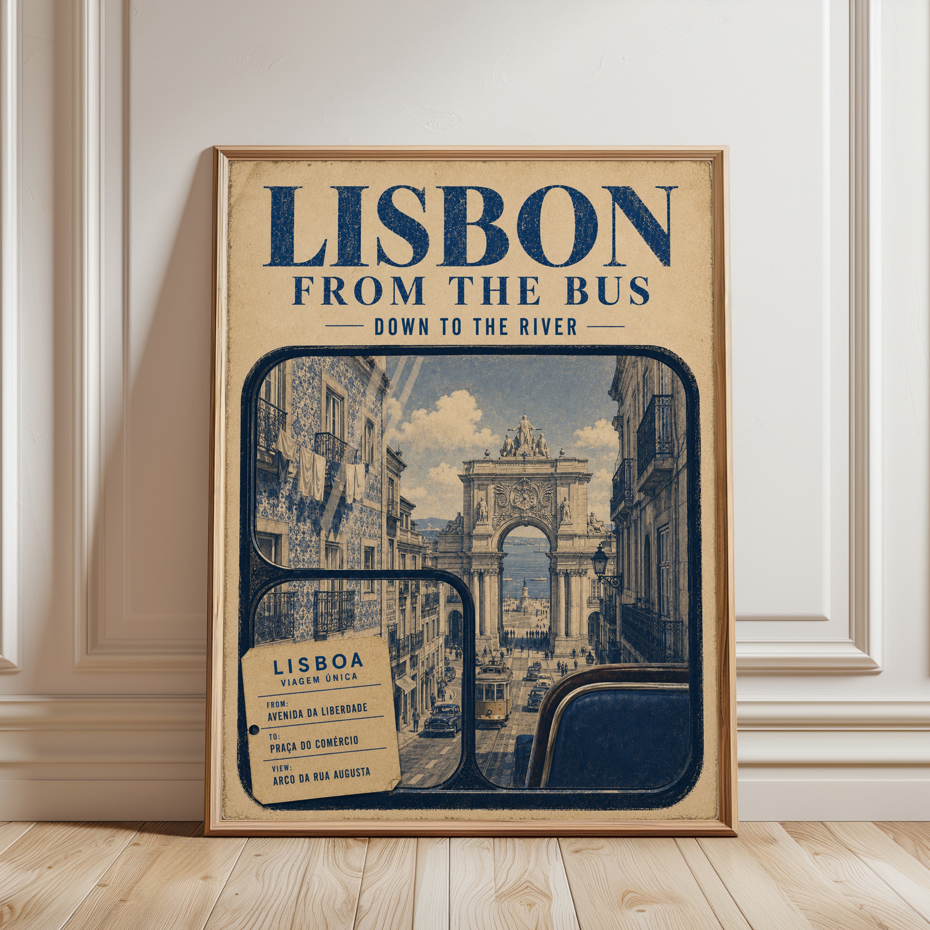 Lisbon Travel Poster – Vintage Portugal Print - framed detail