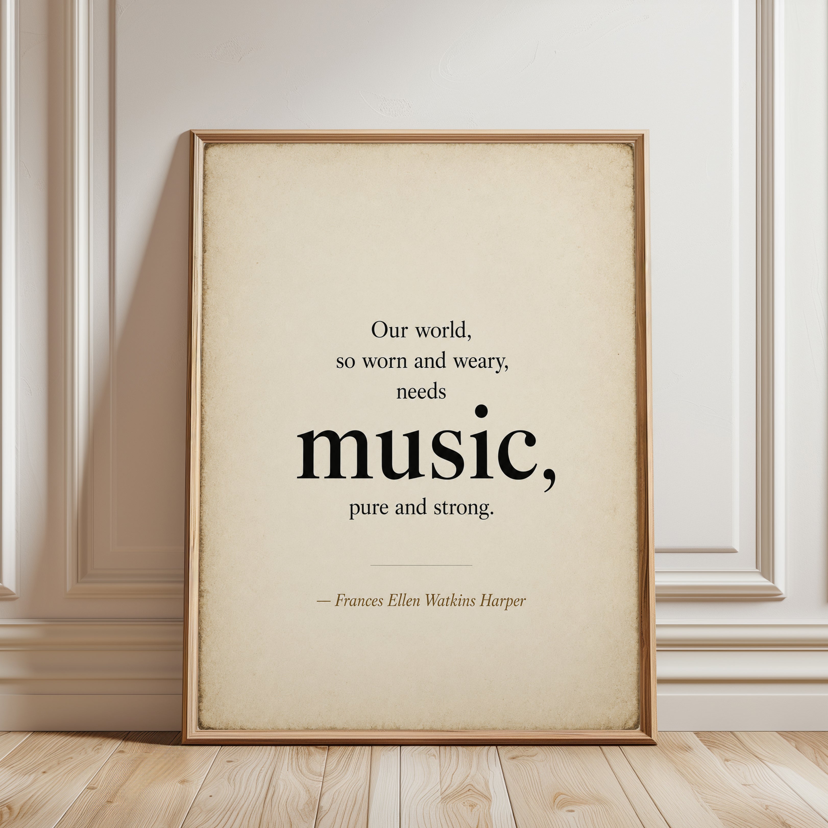 Music Quote Wall Art – Literary Typography Print - framed detail