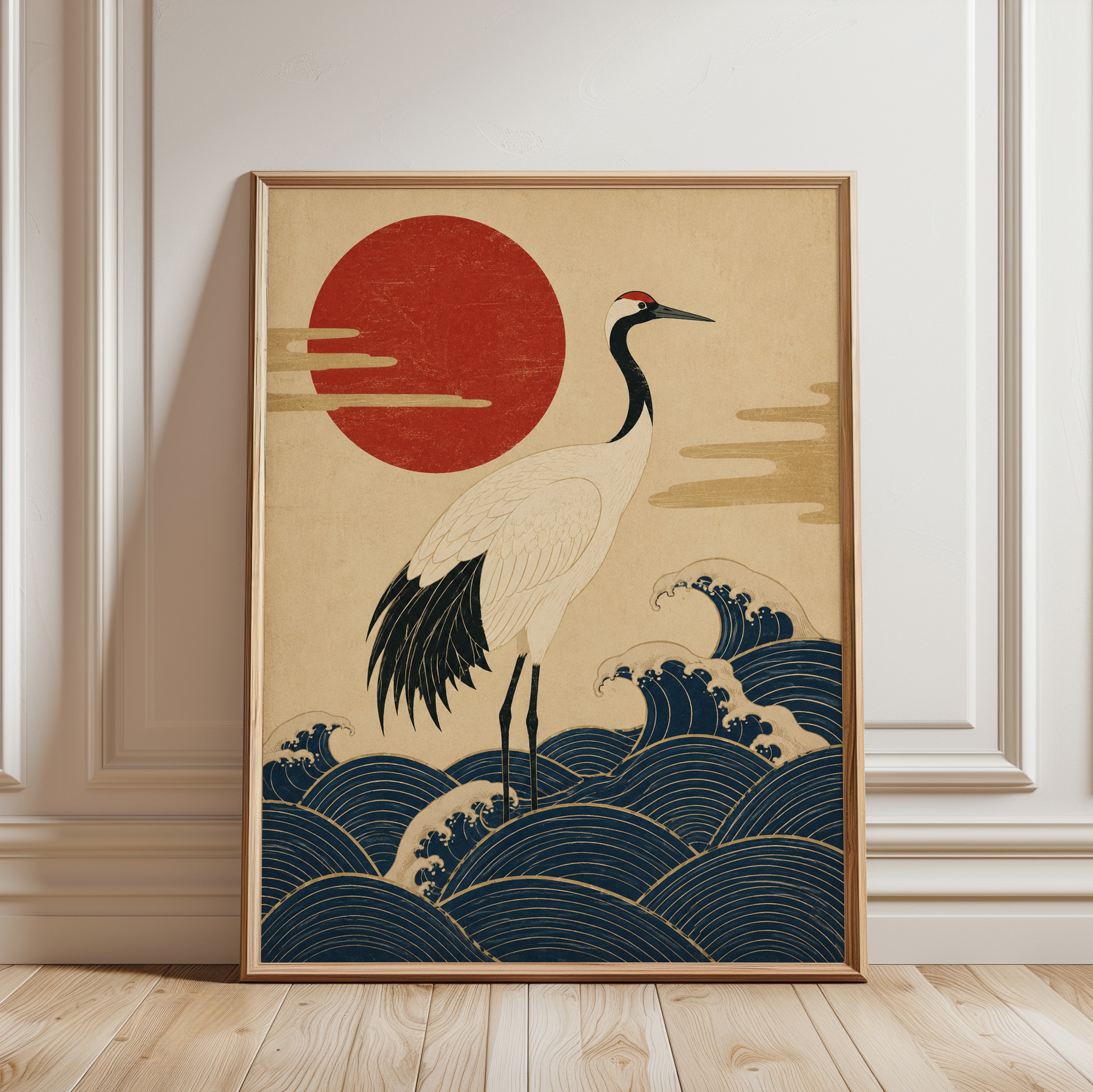 Japanese Crane Print - framed detail