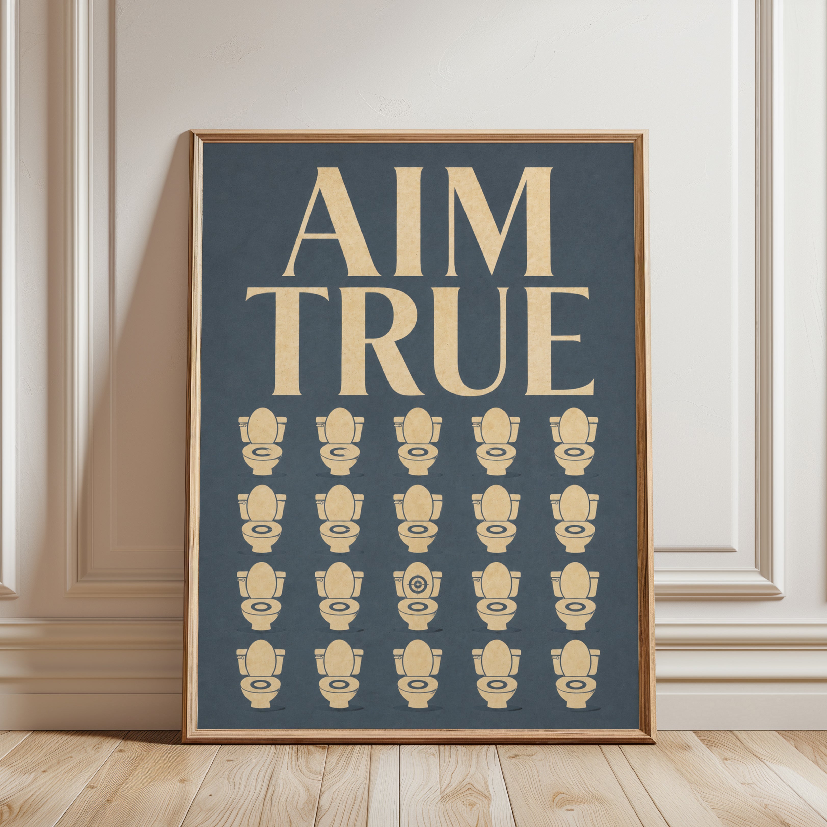 Bathroom Wall Art Print: Retro Toilet Humor - framed detail