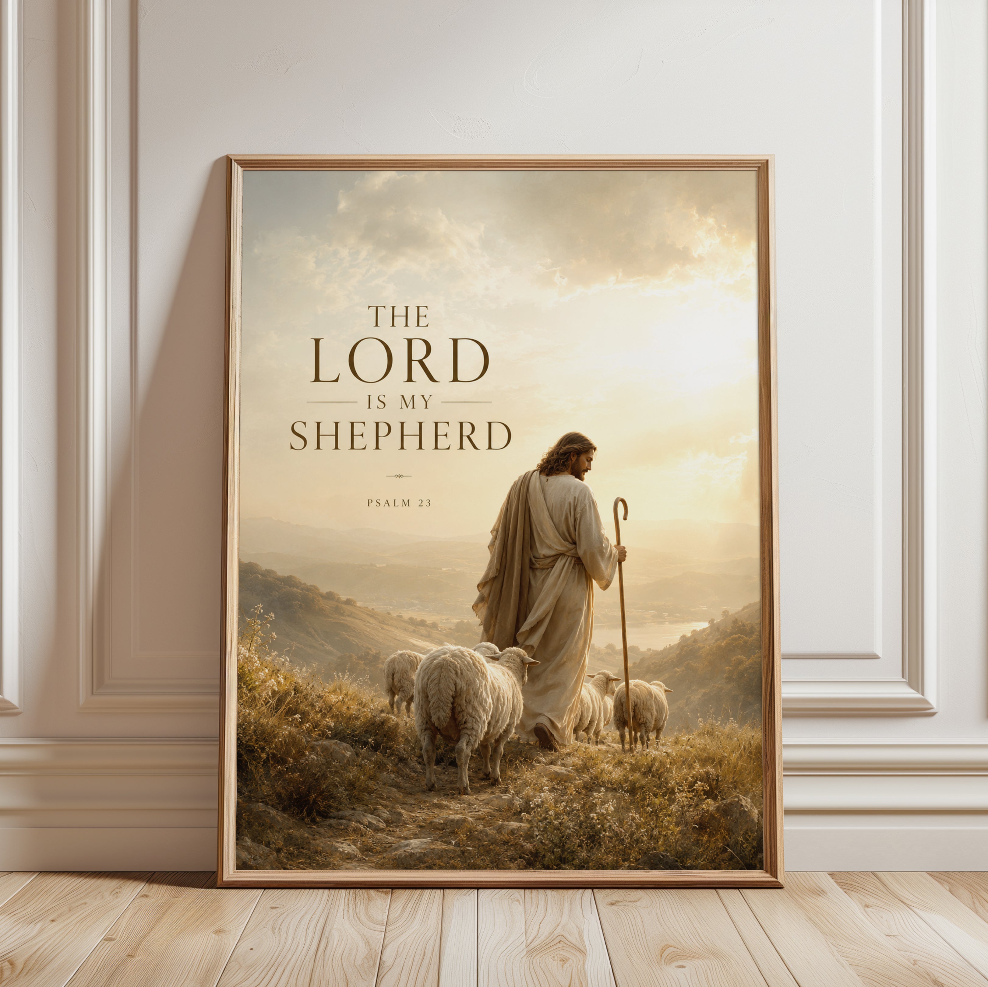 Psalm 23 Wall Art – Scripture Print - framed detail