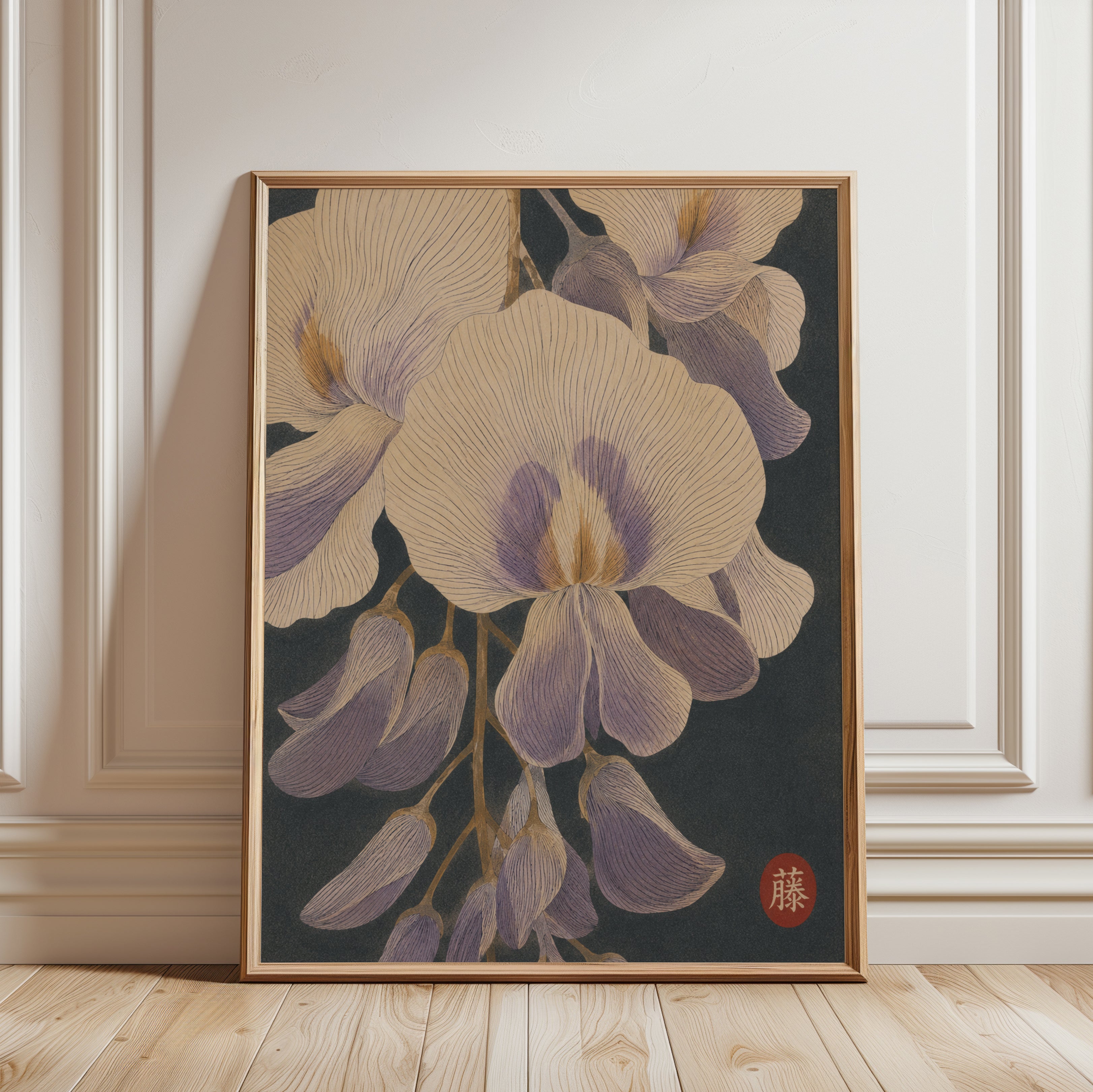 Japanese Iris Print – Vintage Botanical Wall Art - framed detail