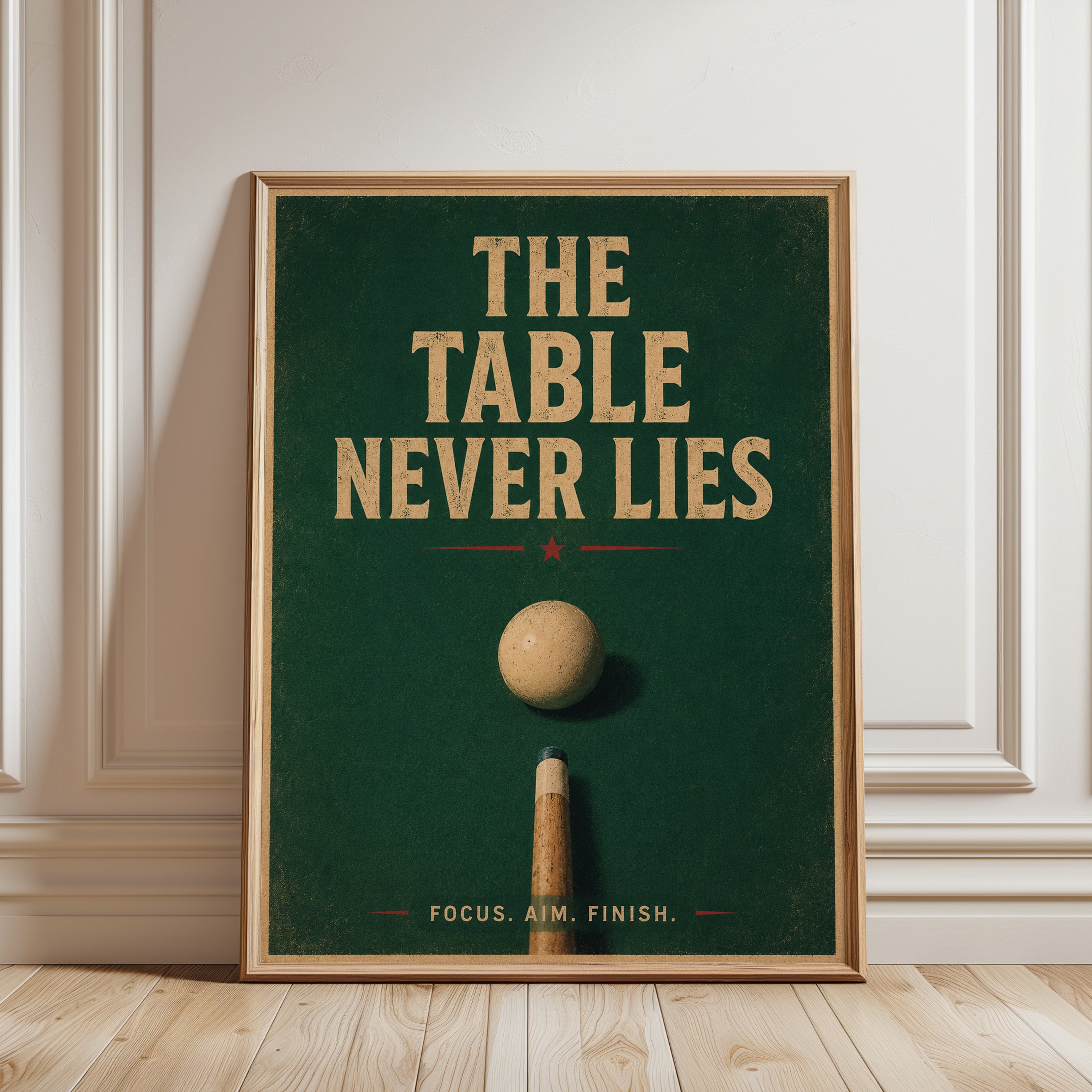 Vintage Billiards Print – Pool Room Decor - framed detail