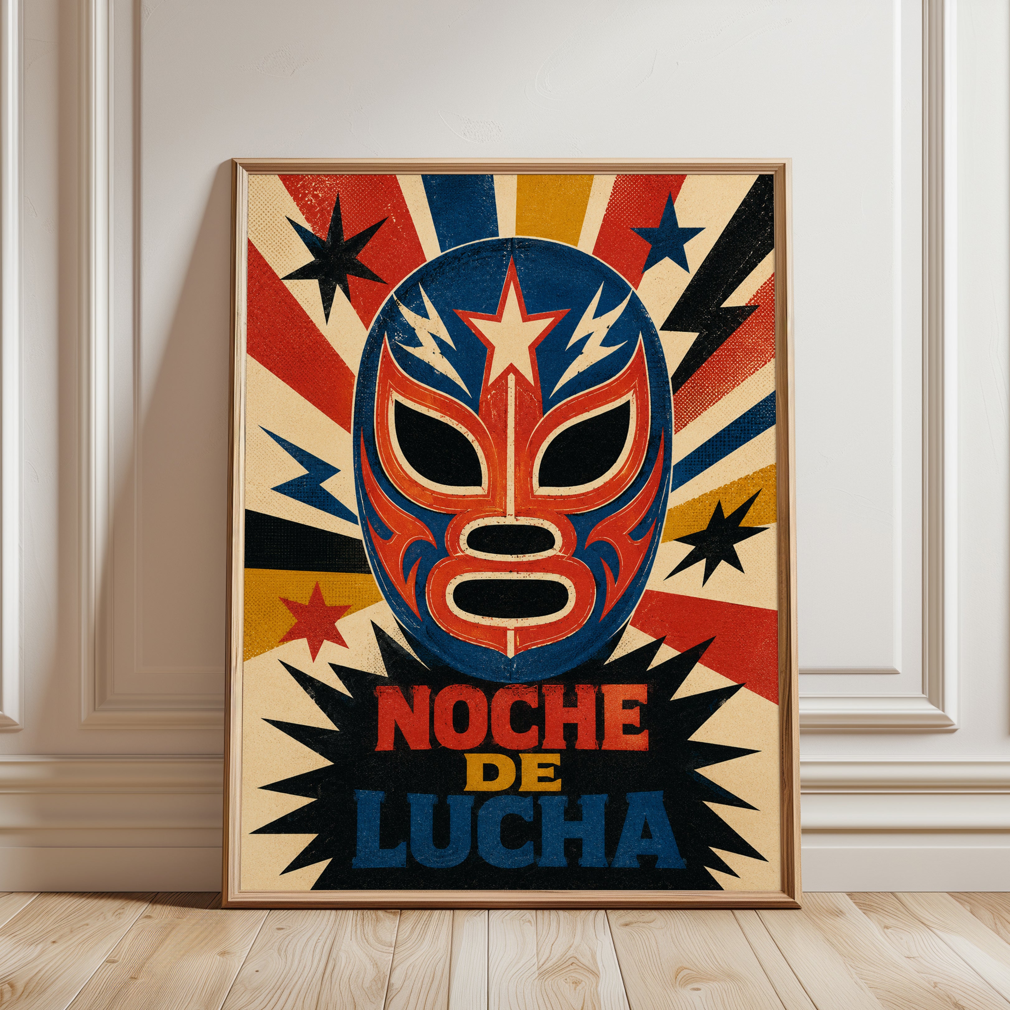 Mexican Wrestling Poster – Lucha Libre Wall Art - framed detail
