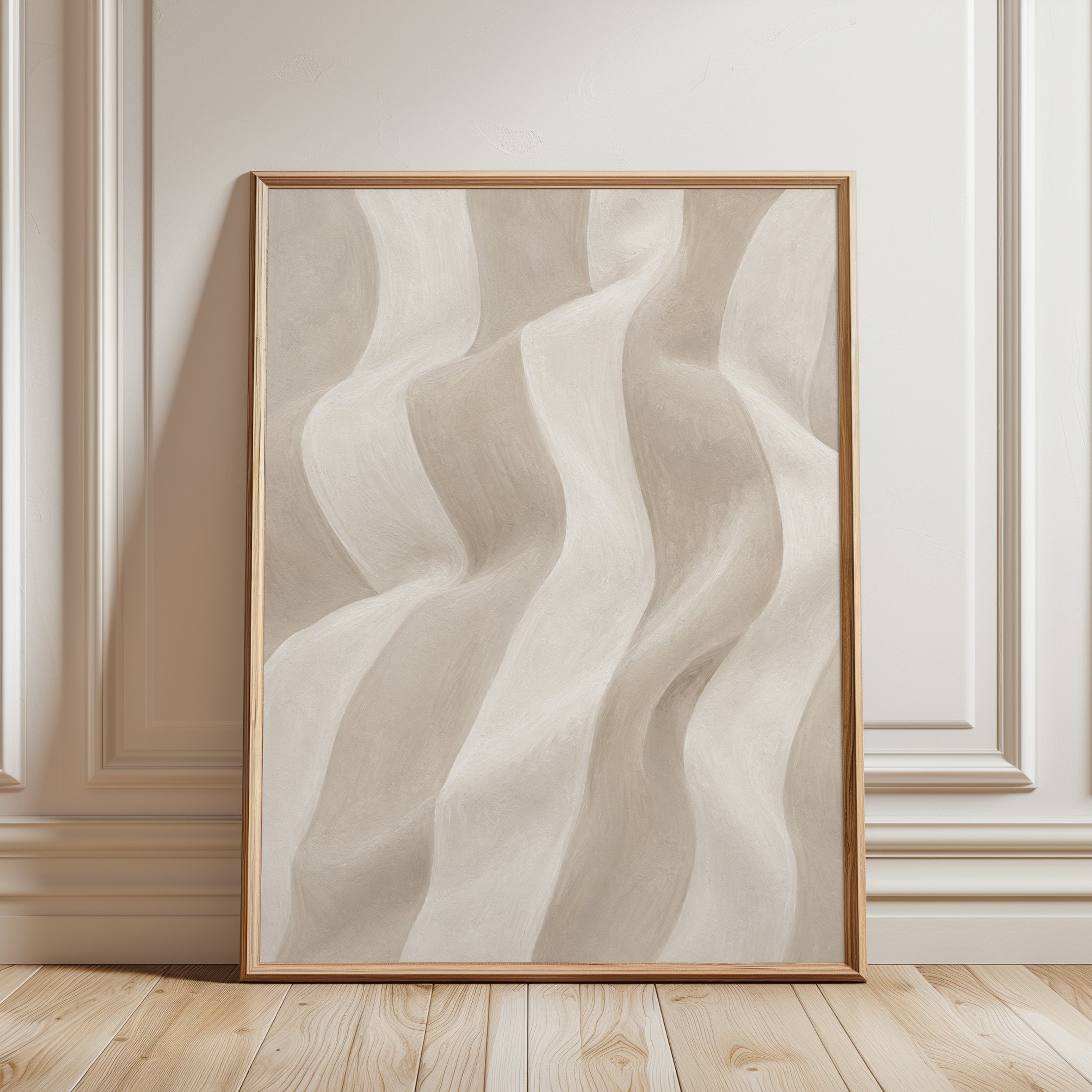 Neutral Abstract Wall Art - framed detail