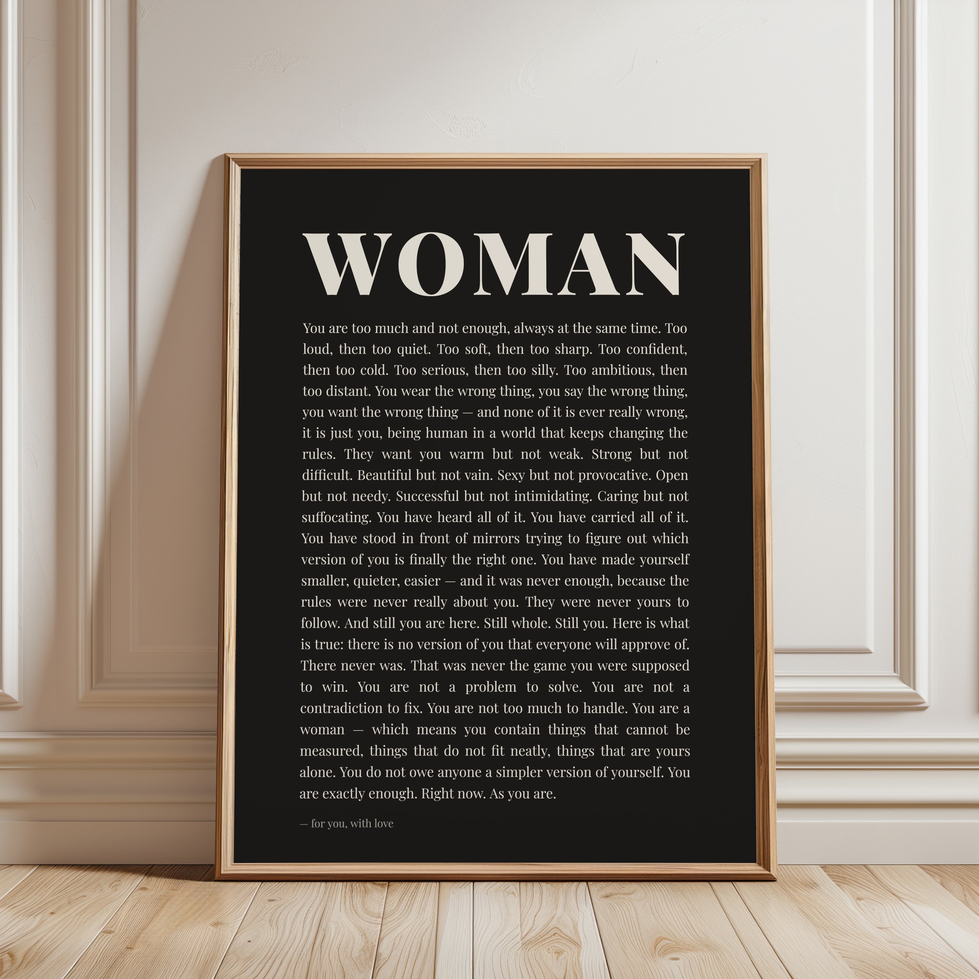 Feminist Wall Art – Empowerment Quote Print - framed detail