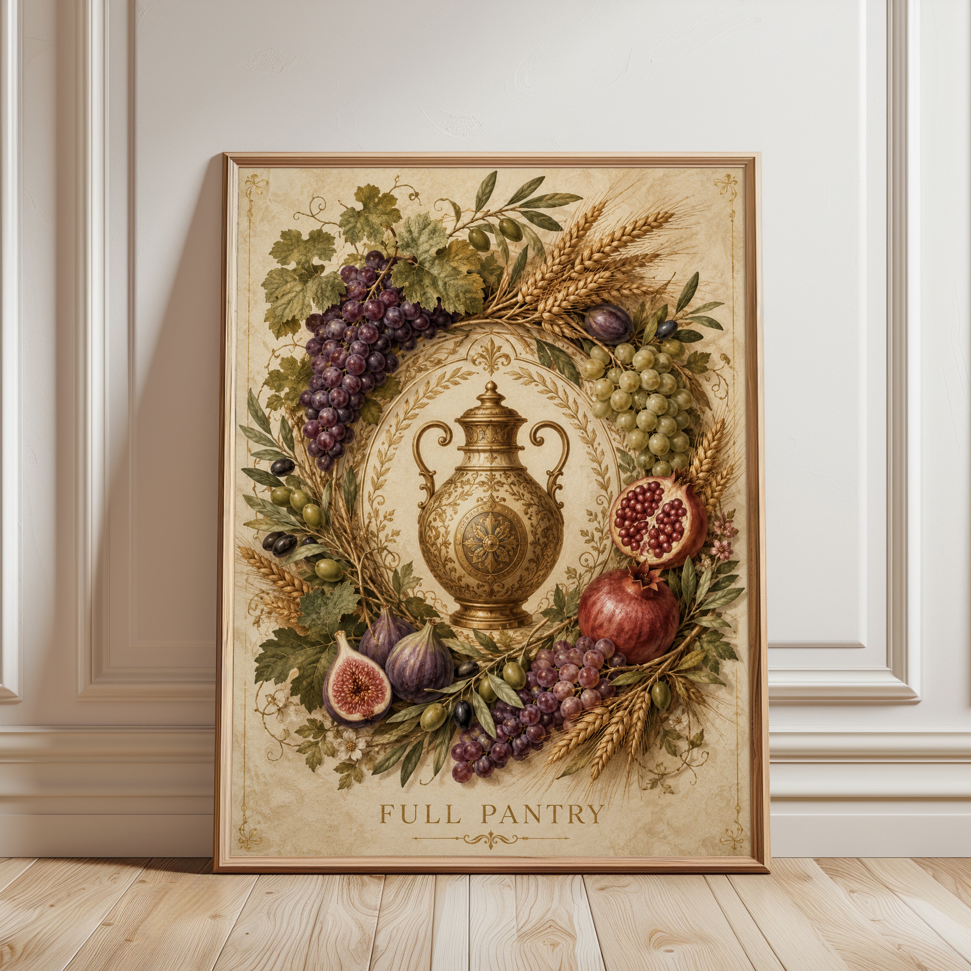 Vintage Kitchen Wall Art – Full Pantry Print - framed detail