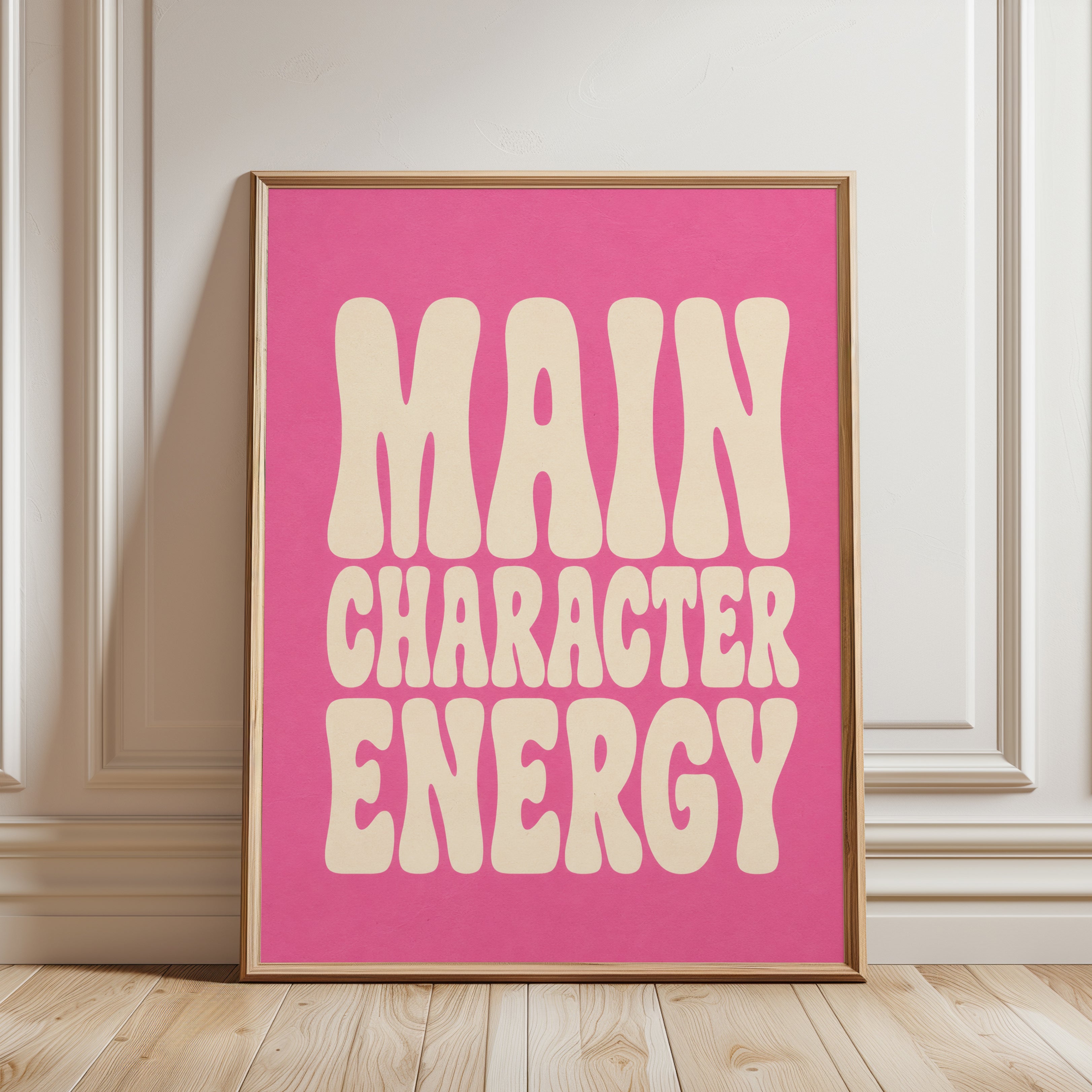 Main Character Energy Print: Retro 70s Typography - framed detail