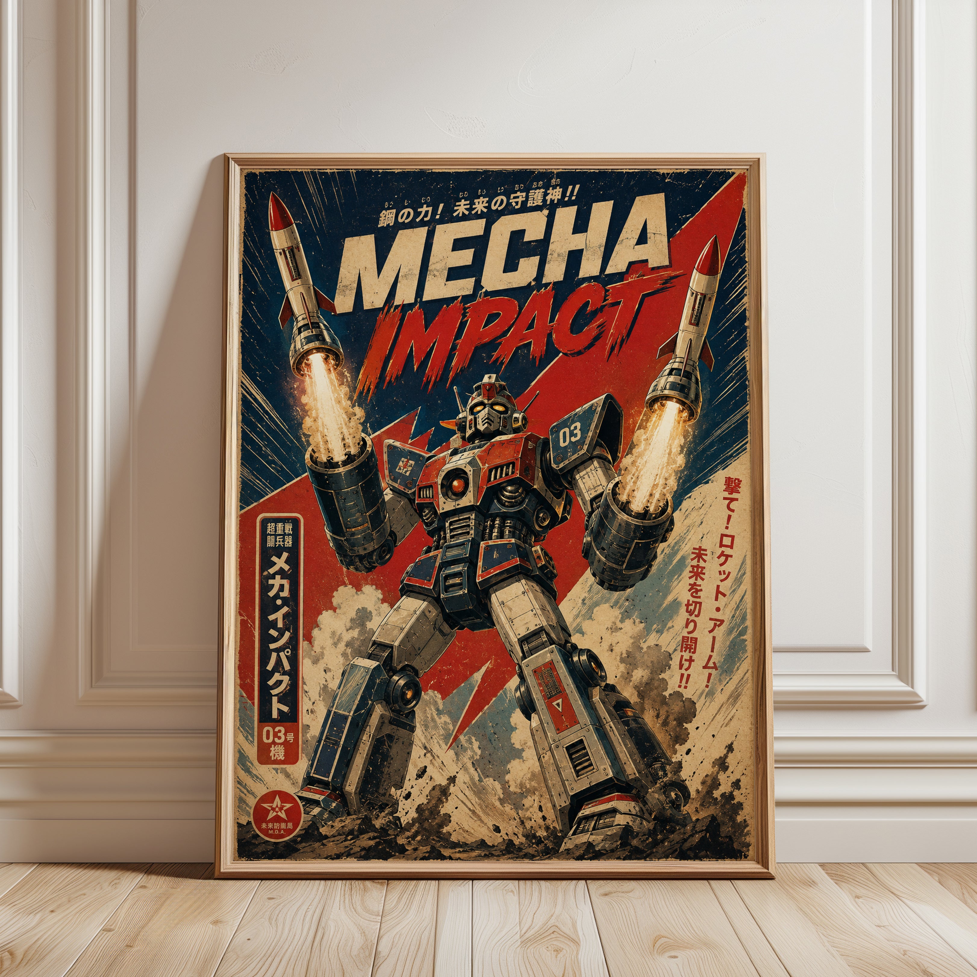 Retro Robot Poster - framed detail