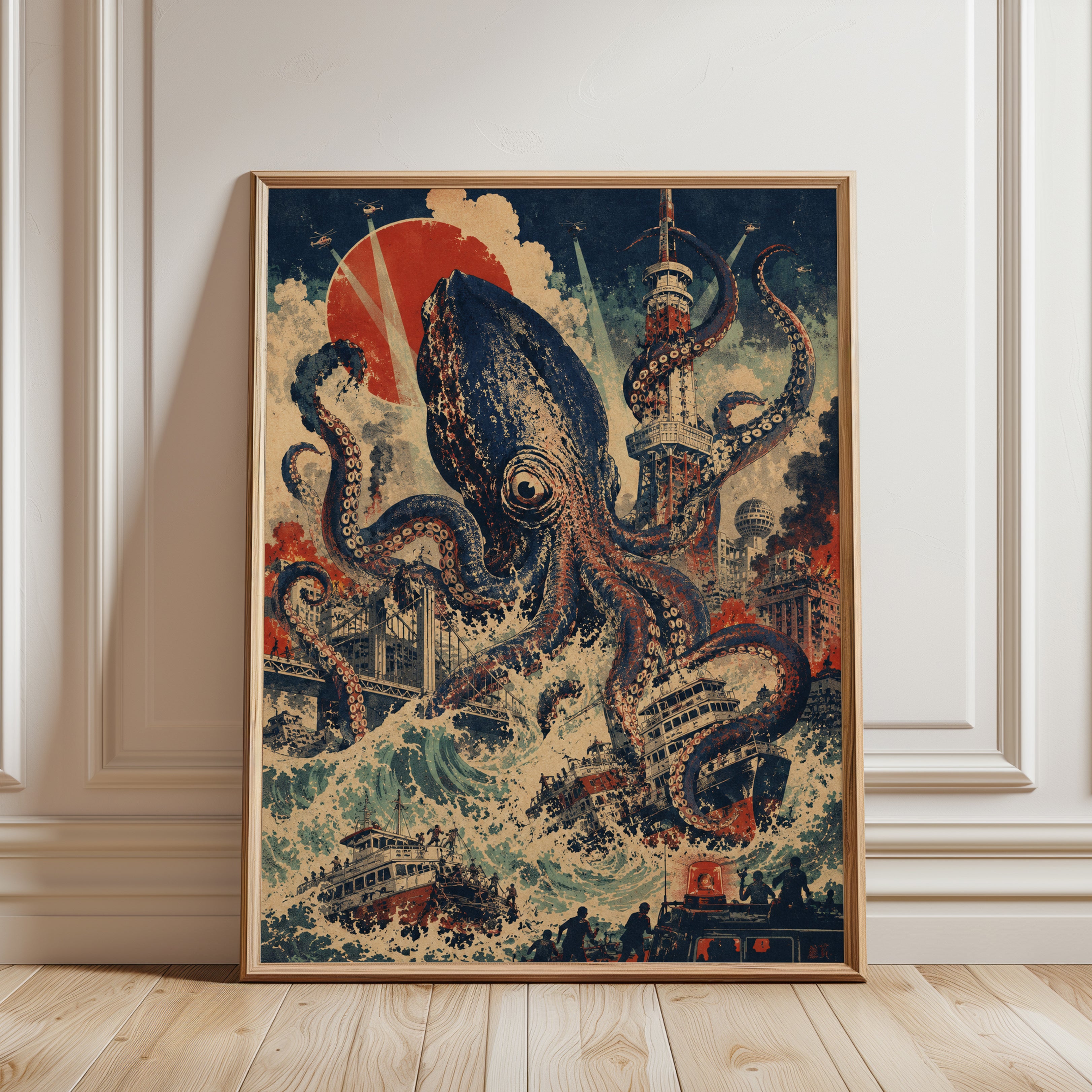 Giant Octopus Wall Art - framed detail