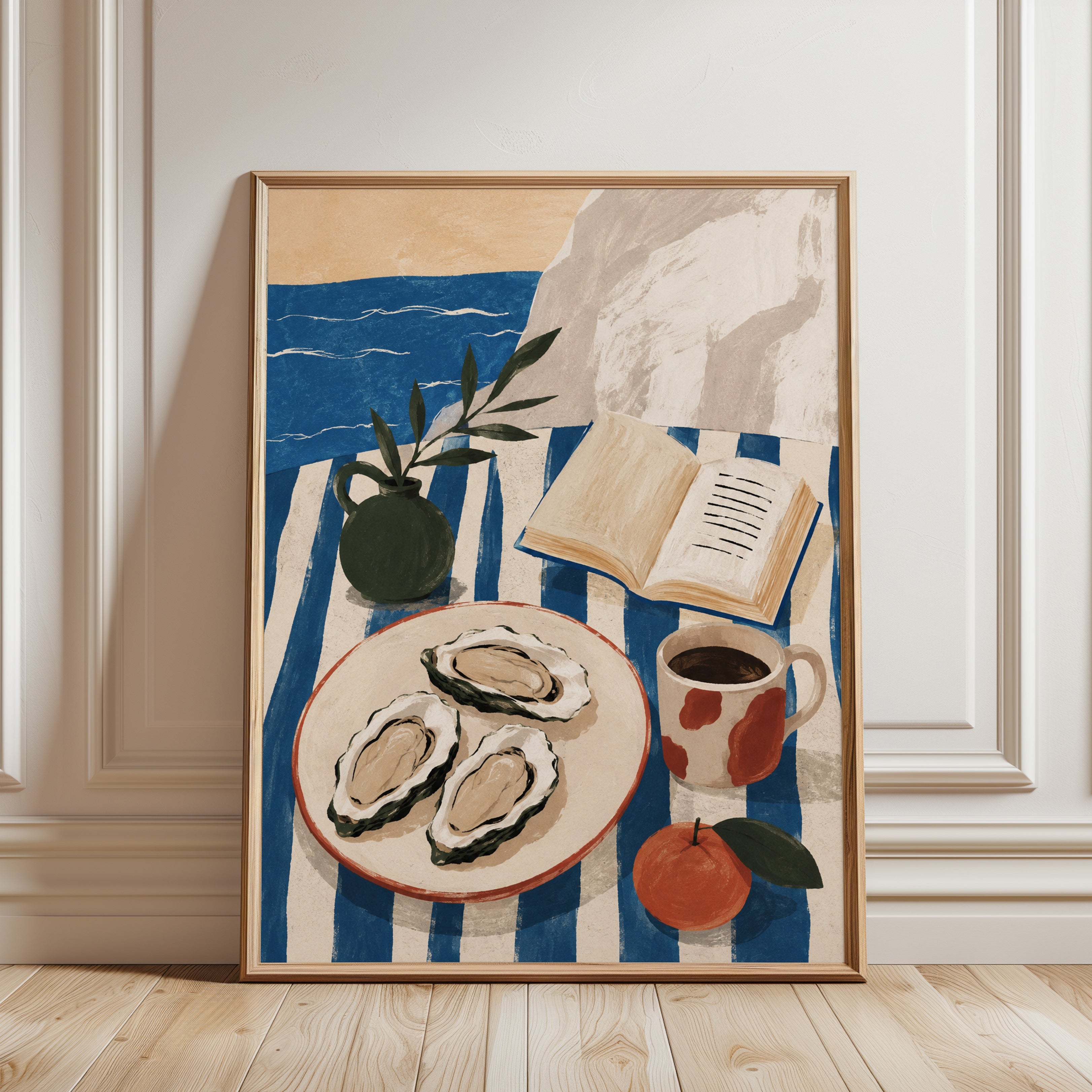 Oysters Coffee Book Print - framed detail