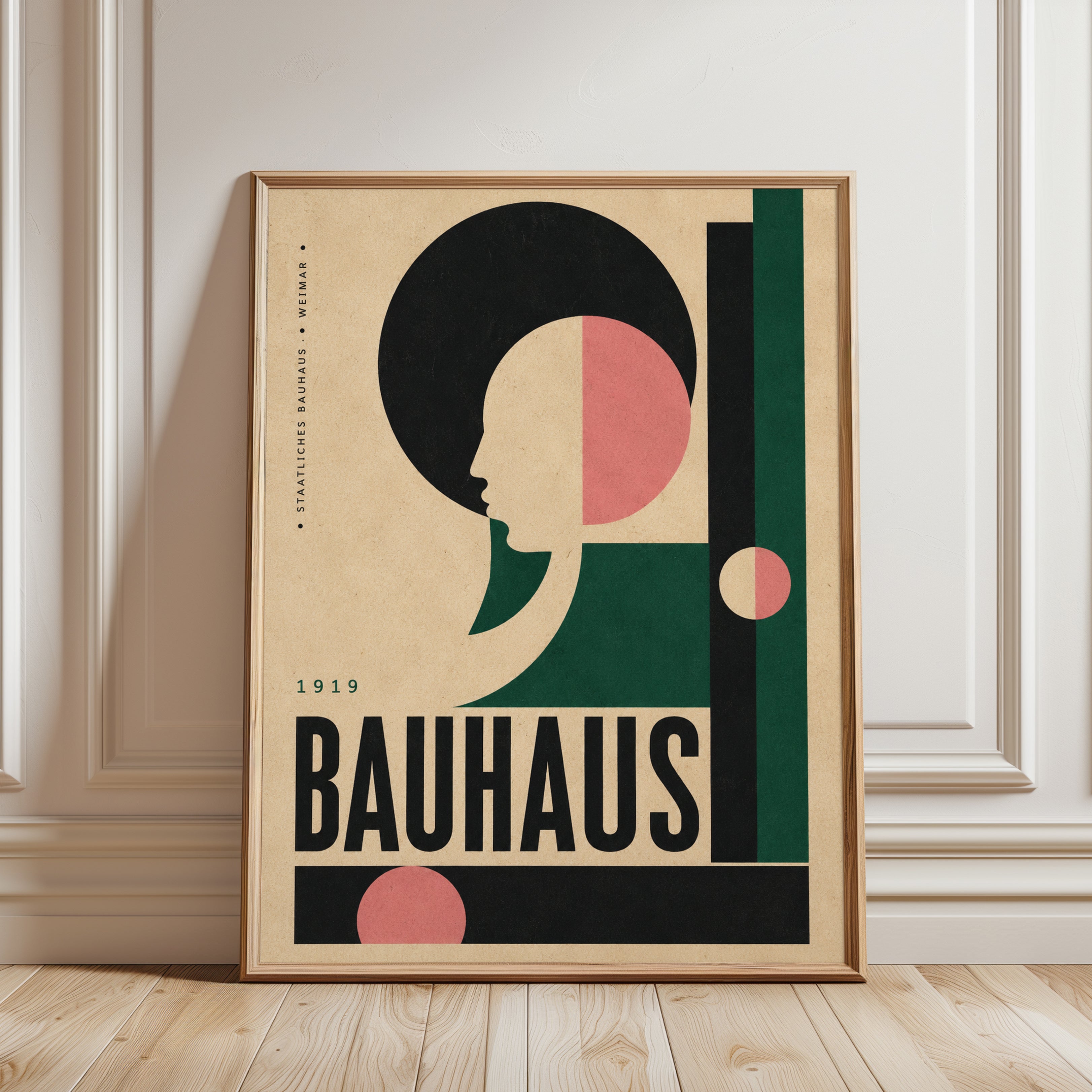 Bauhaus Profile Poster: Geometric Modernist Art Print - framed detail