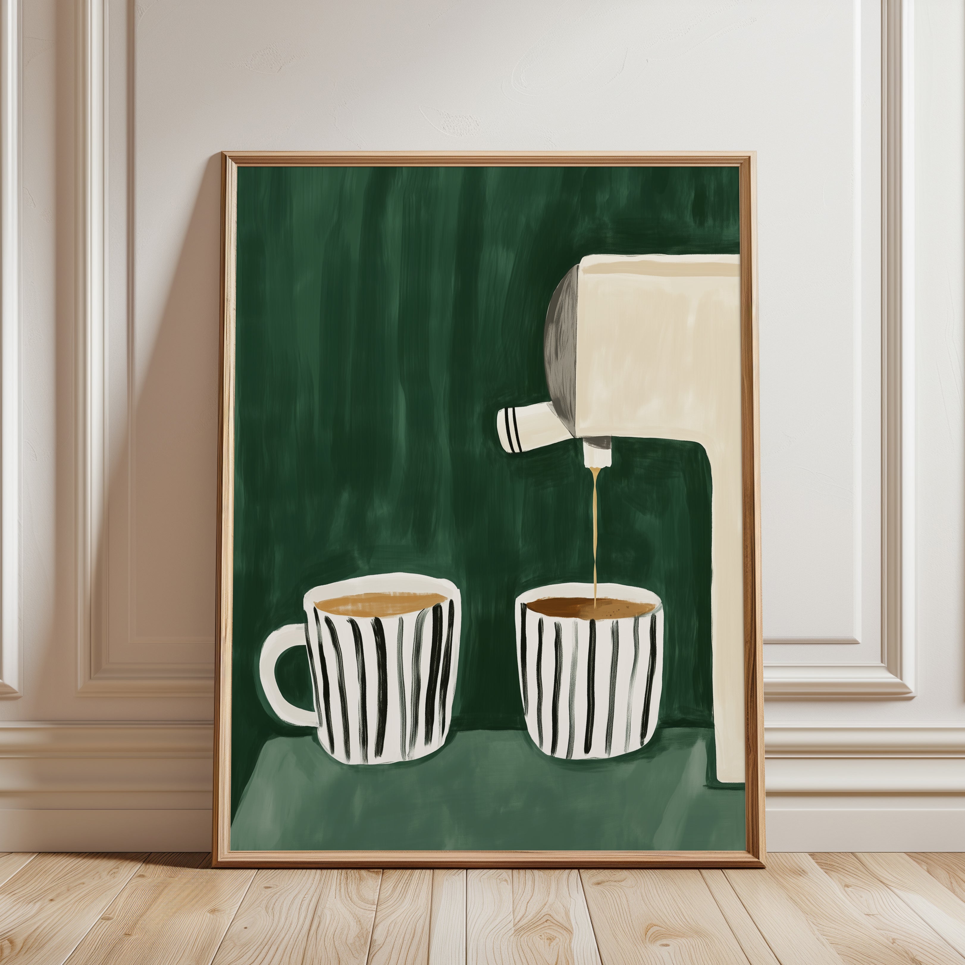 Coffee Art Print: Scandinavian Style Kitchen Decor (A4 and Larger) - framed detail