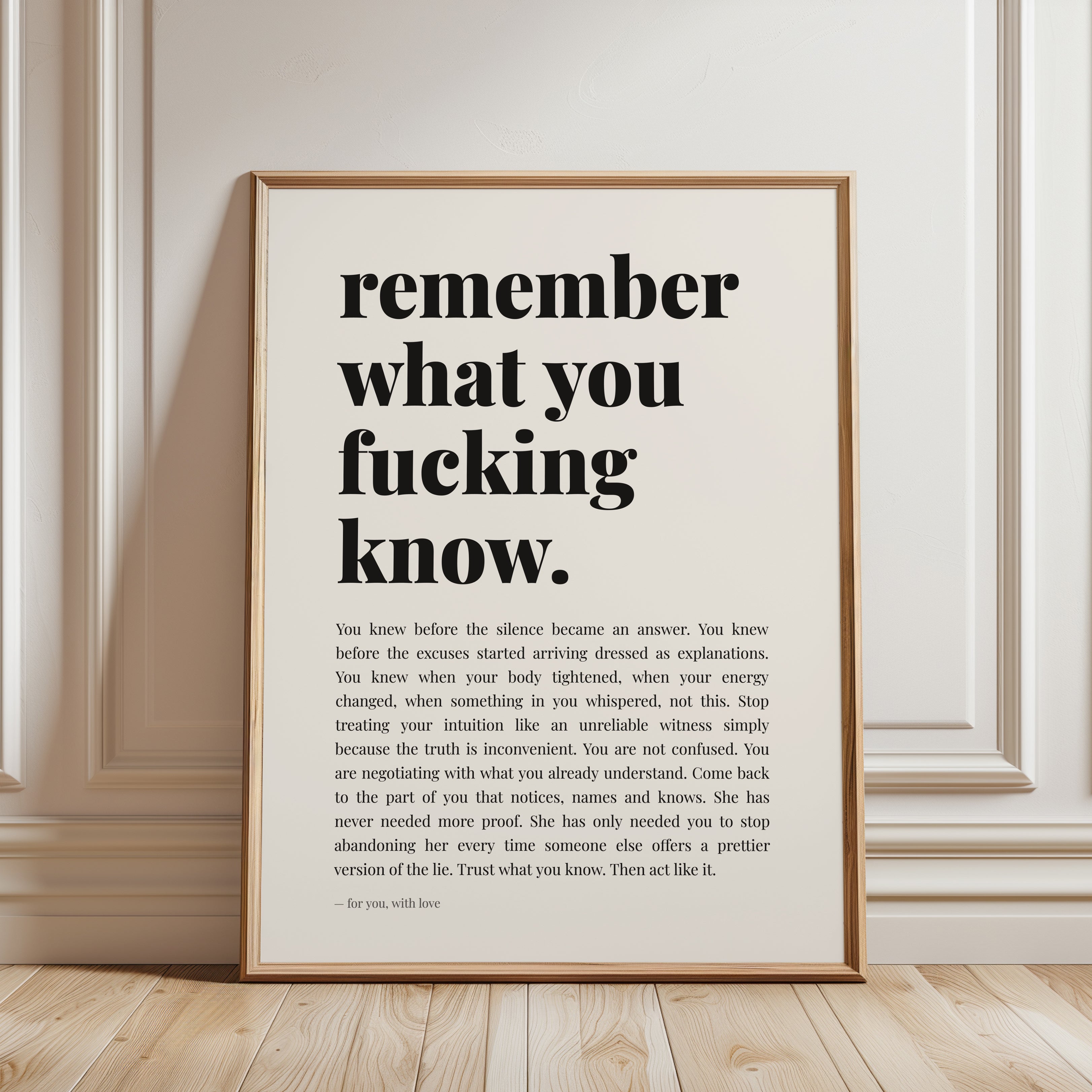 Trust Yourself Print – Intuition Wall Art - framed detail