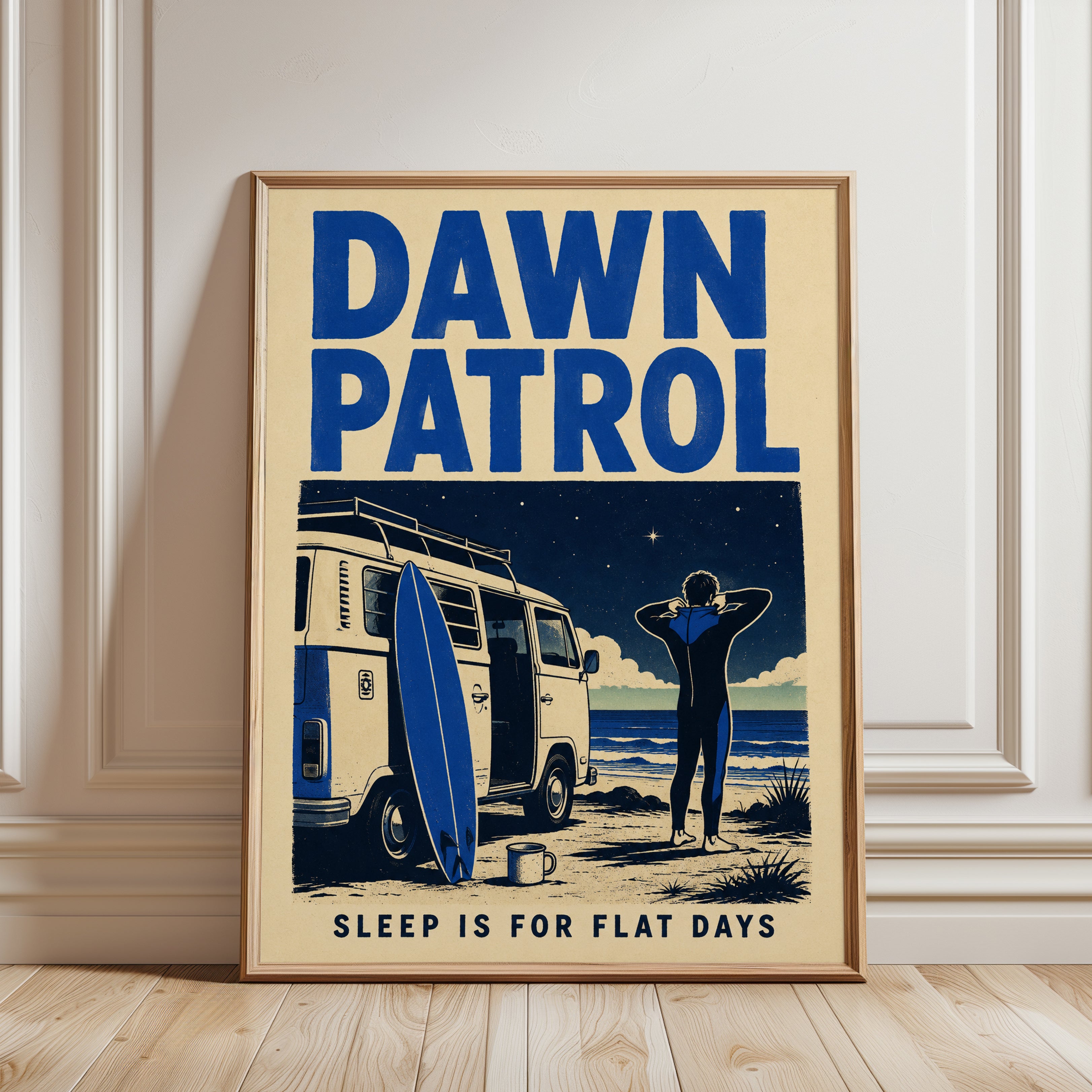 Surf Van Wall Art – Dawn Patrol Beach Print - framed detail