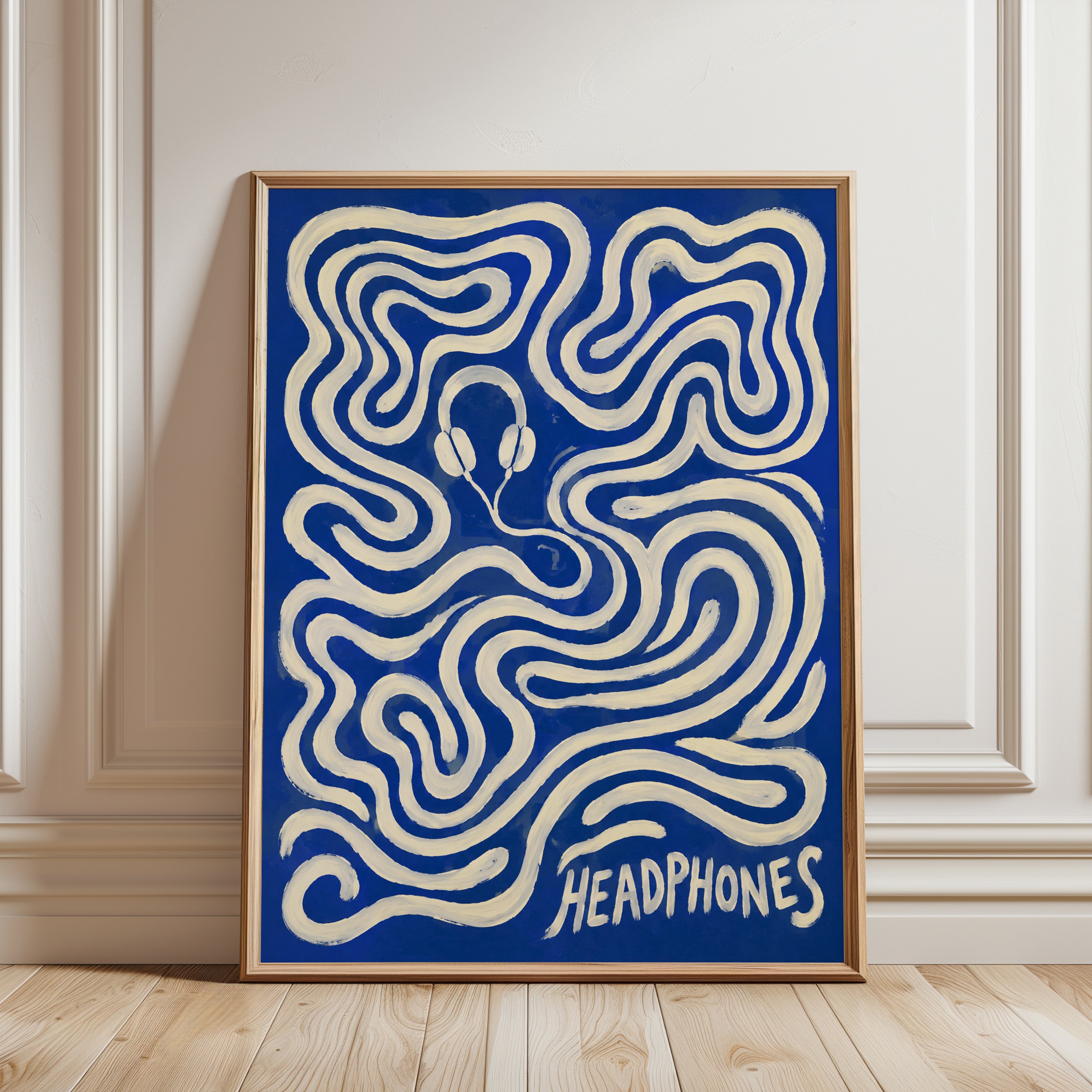 Music Wall Art – Headphones Poster - framed detail