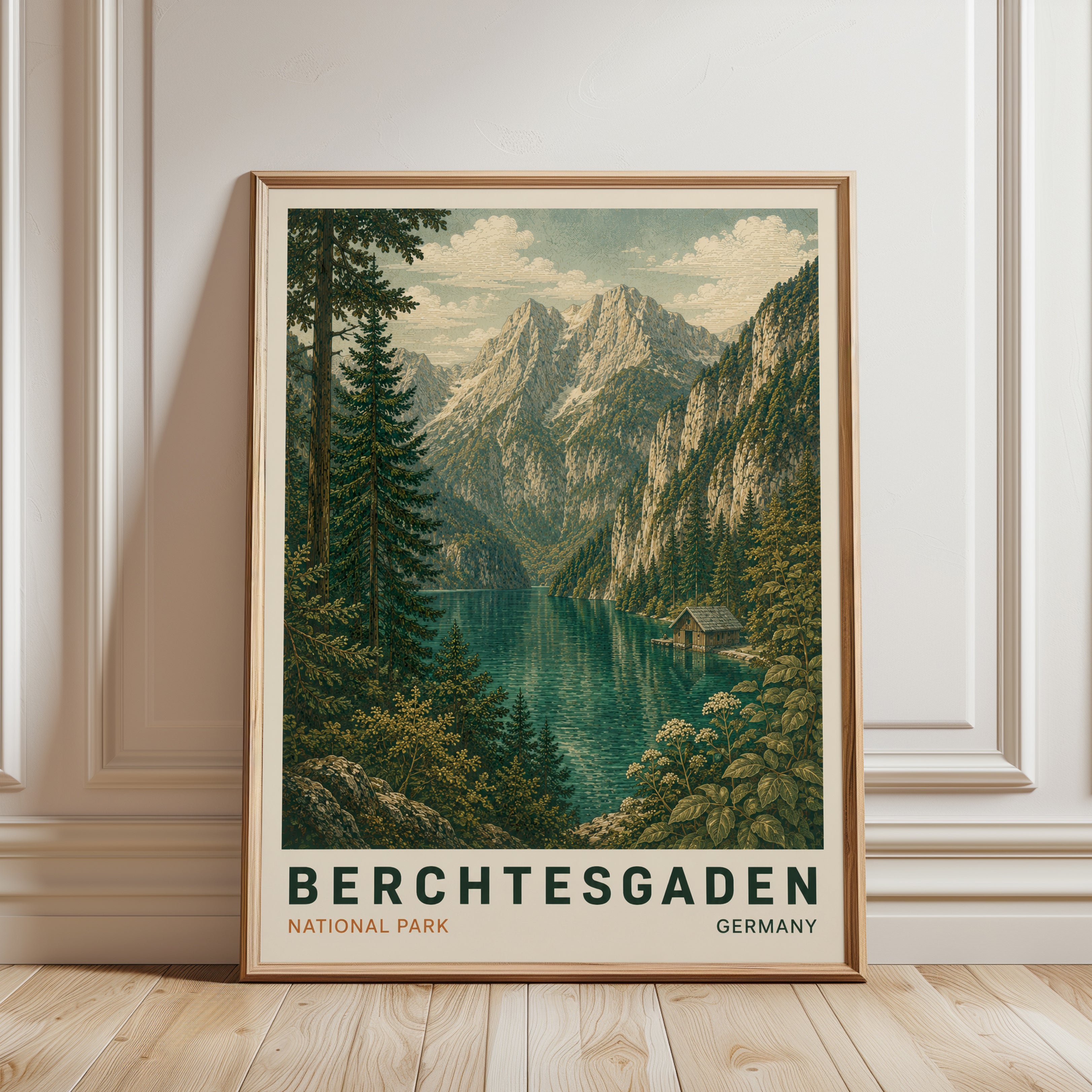 Vintage Travel Poster – Berchtesgaden Germany - framed detail