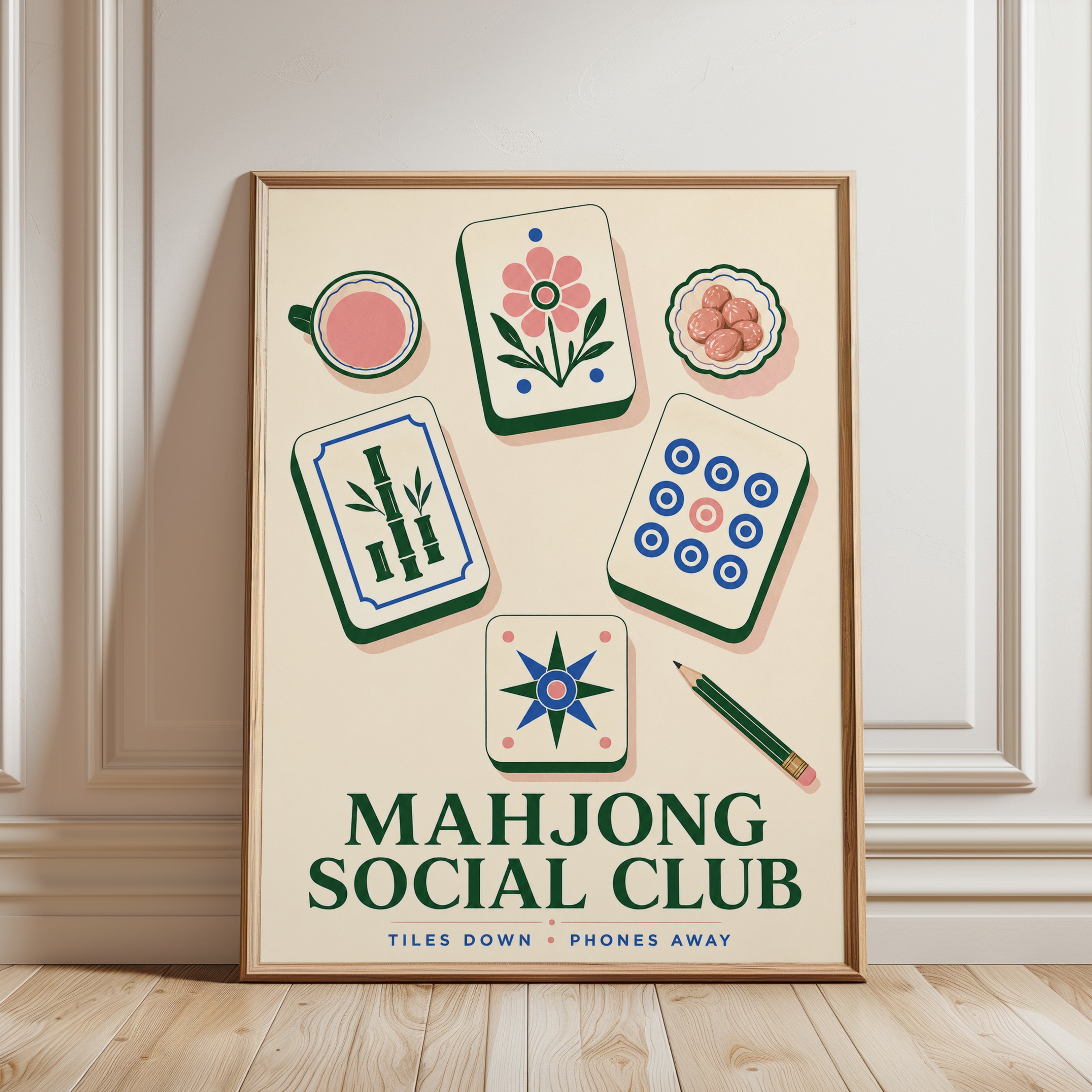 Mahjong Wall Art – Game Room Decor - framed detail