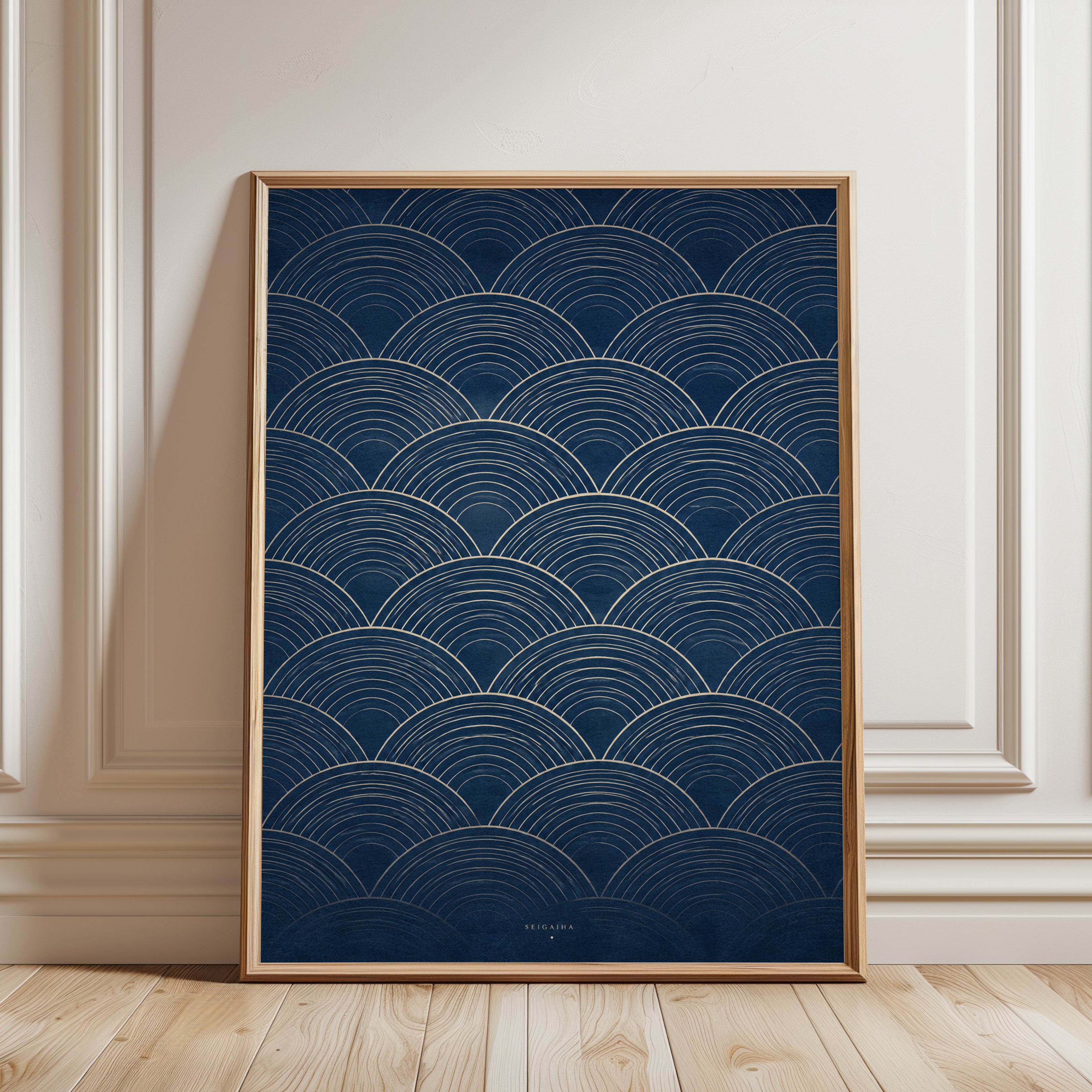 Japanese Seigaiha Print – Ocean Wave Pattern - framed detail
