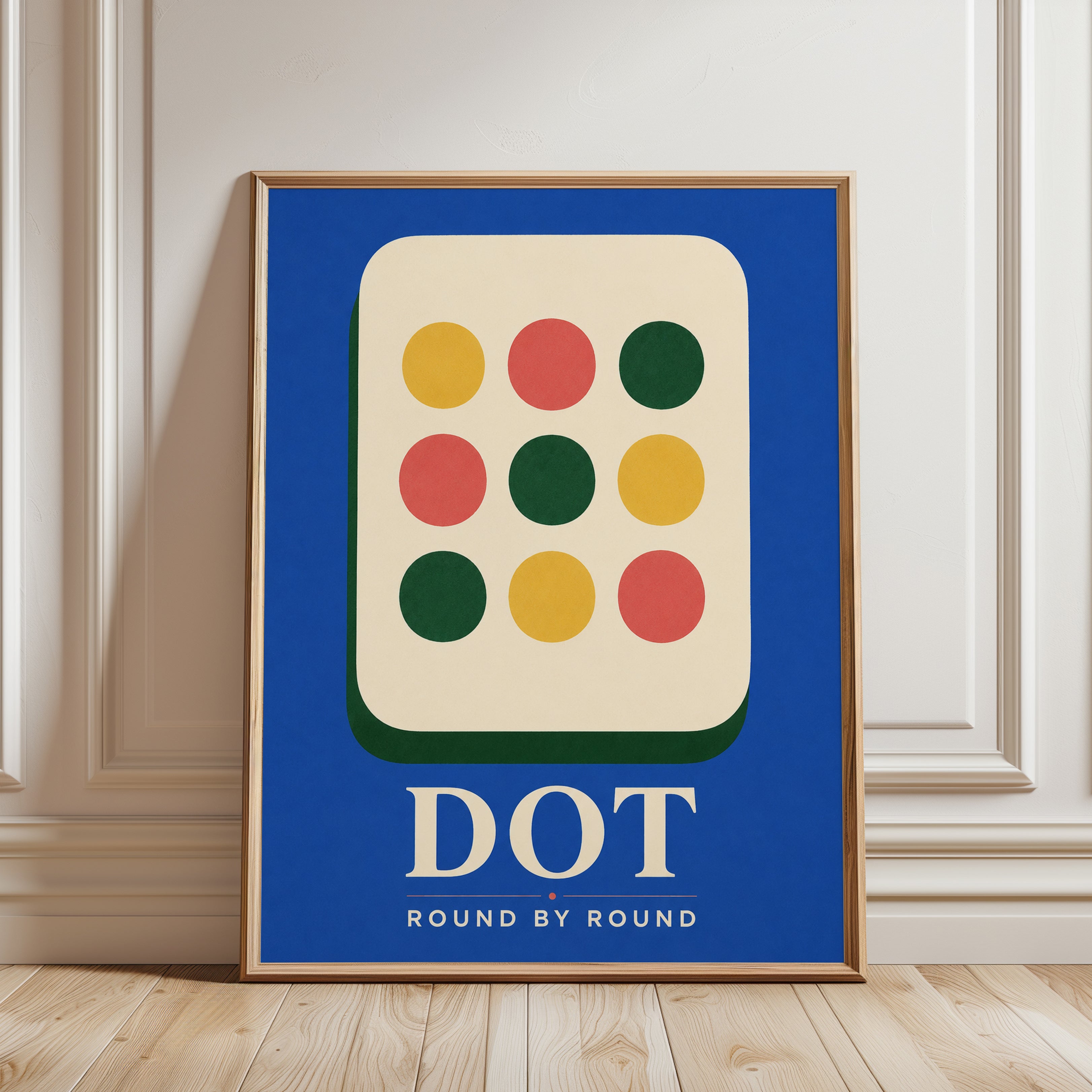 Geometric Wall Art – Colorful Dots Print - framed detail