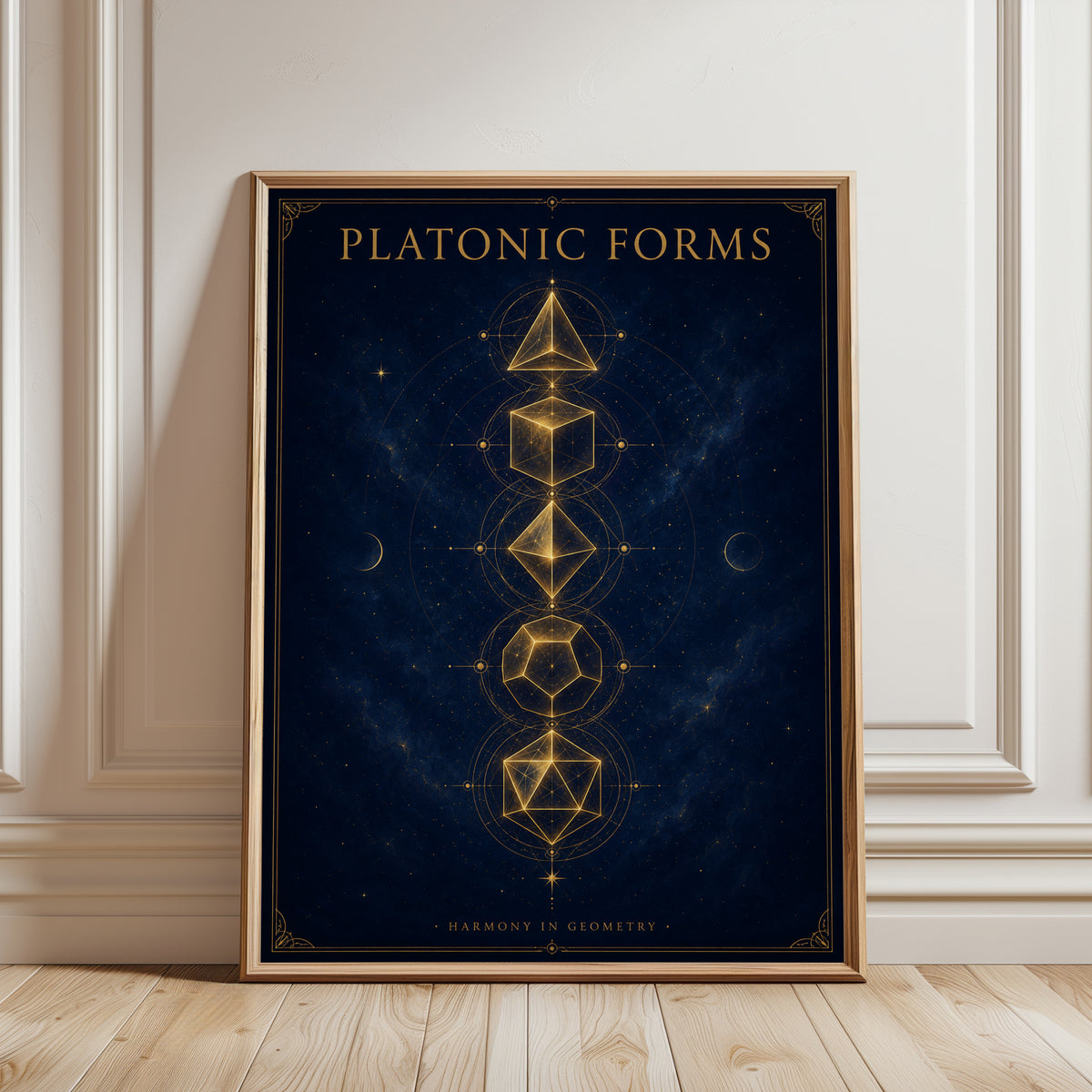 Geometry Wall Art: Platonic Solids - framed detail