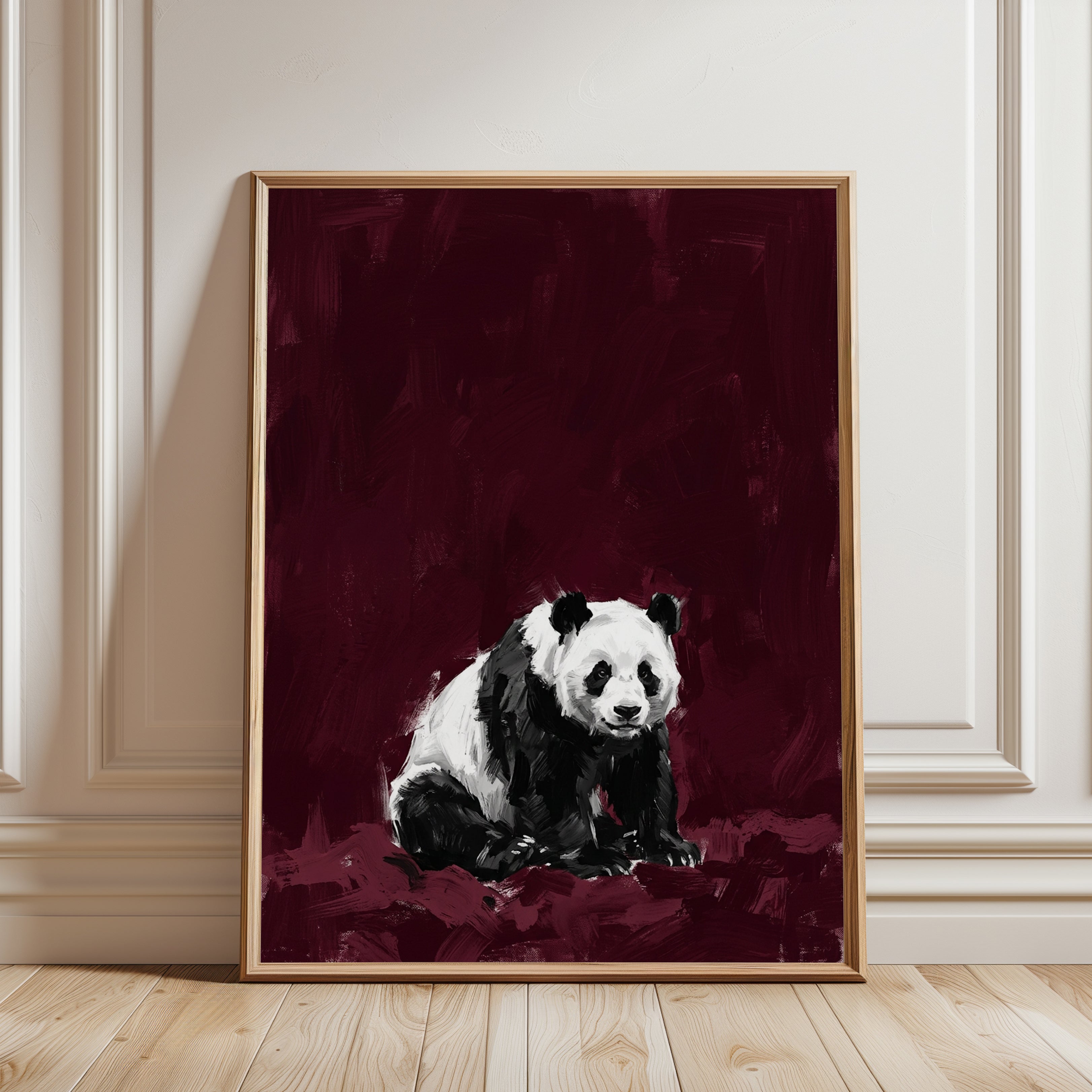 Panda Art Print — Bold Painterly Style - framed detail