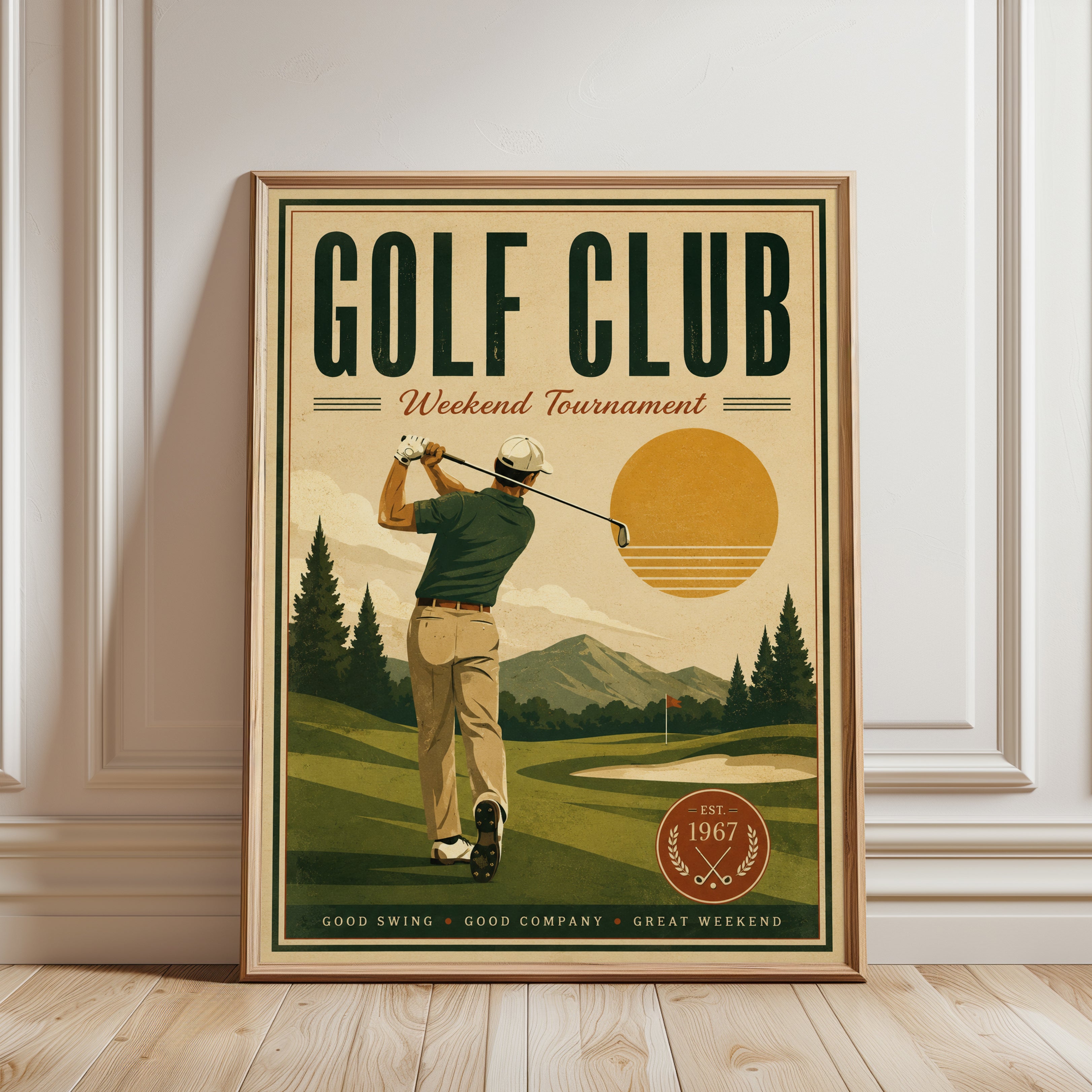 Golf Wall Art Print: Mid-Century Retro - framed detail