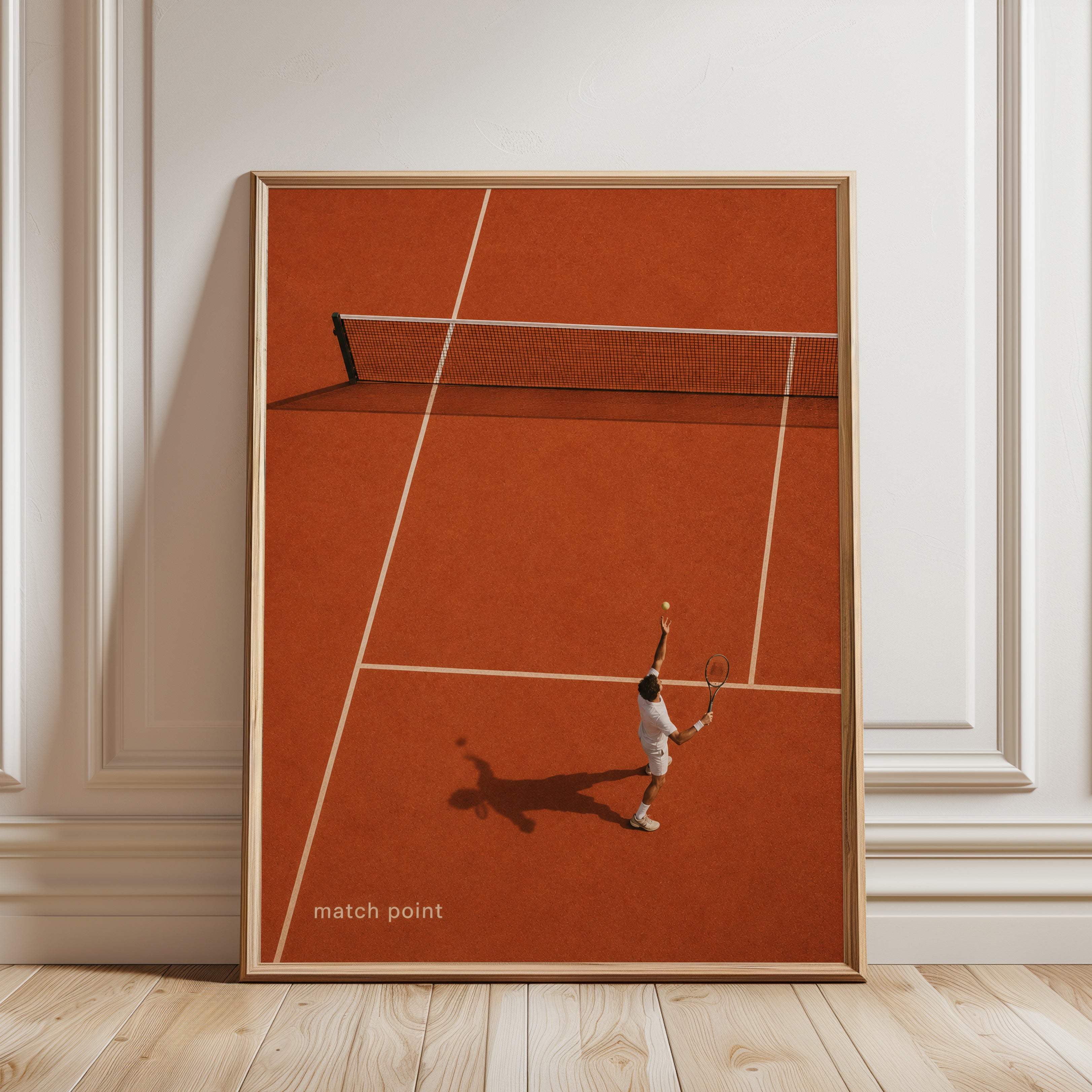 Tennis Court Wall Art – Match Point Print - framed detail