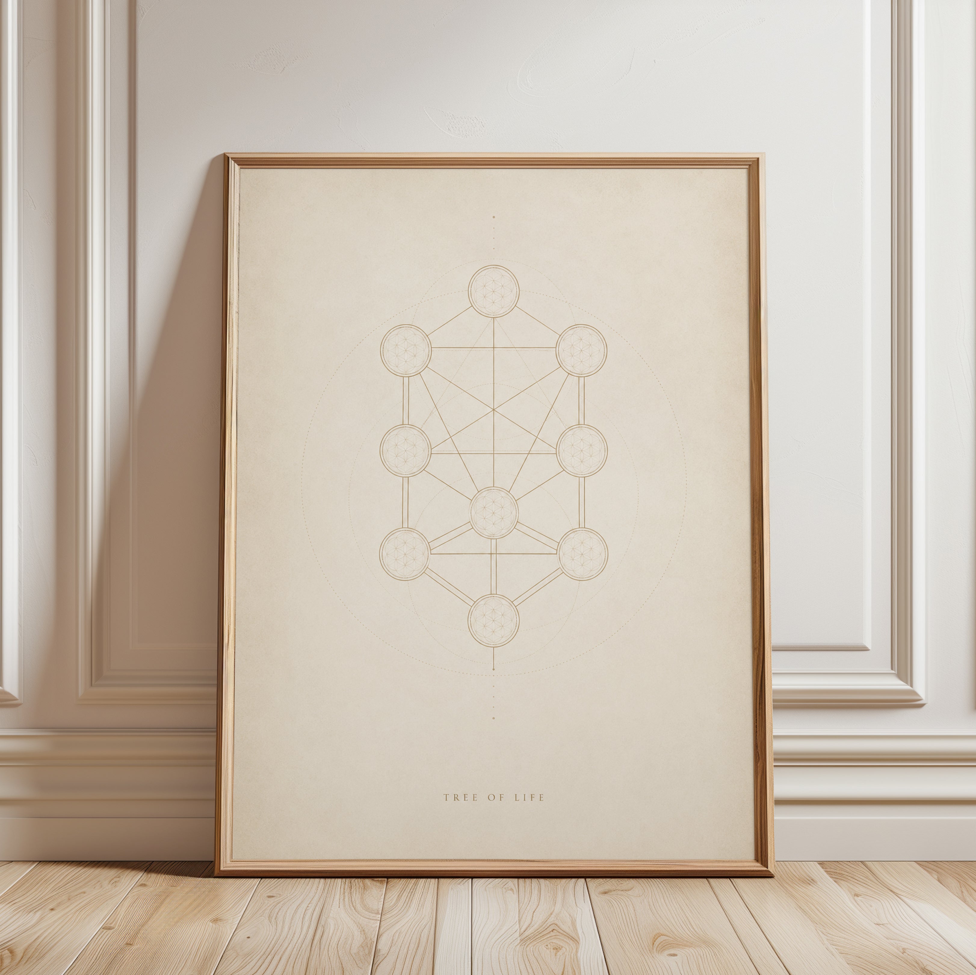 Sacred Geometry Print: Tree of Life Diagram - framed detail