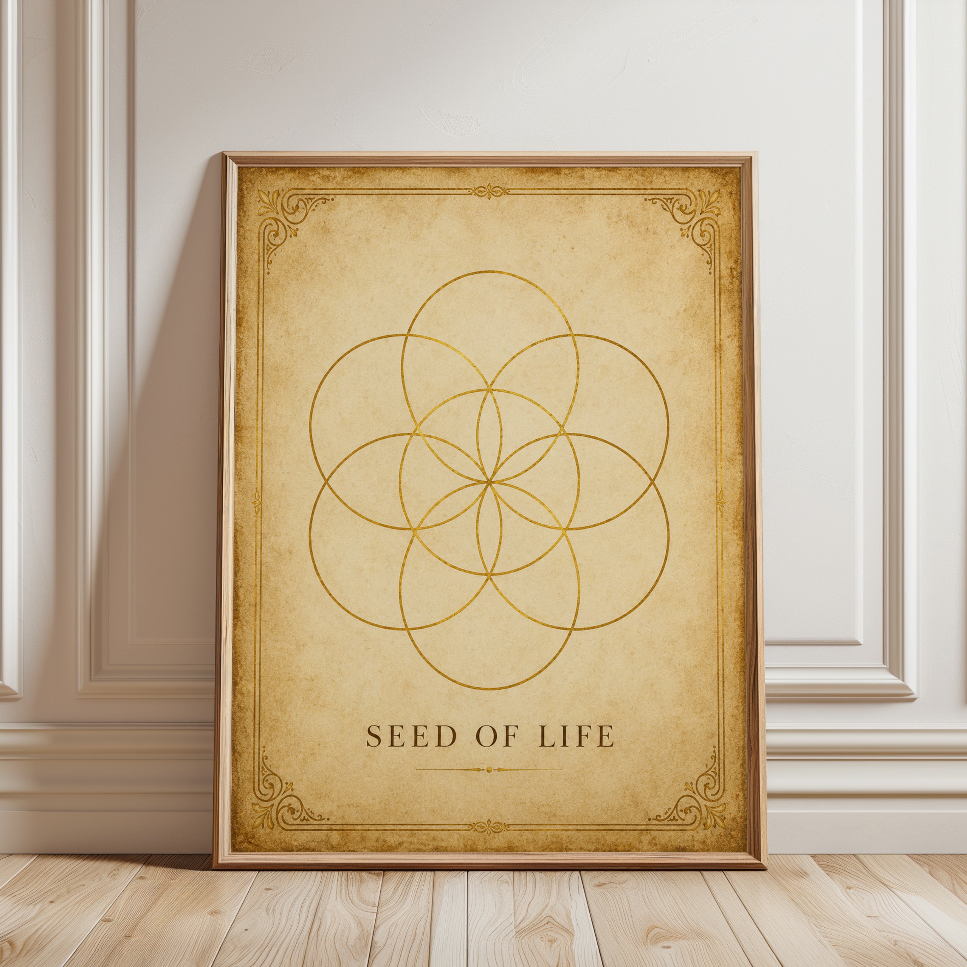 Sacred Geometry Print: Seed of Life Design - framed detail
