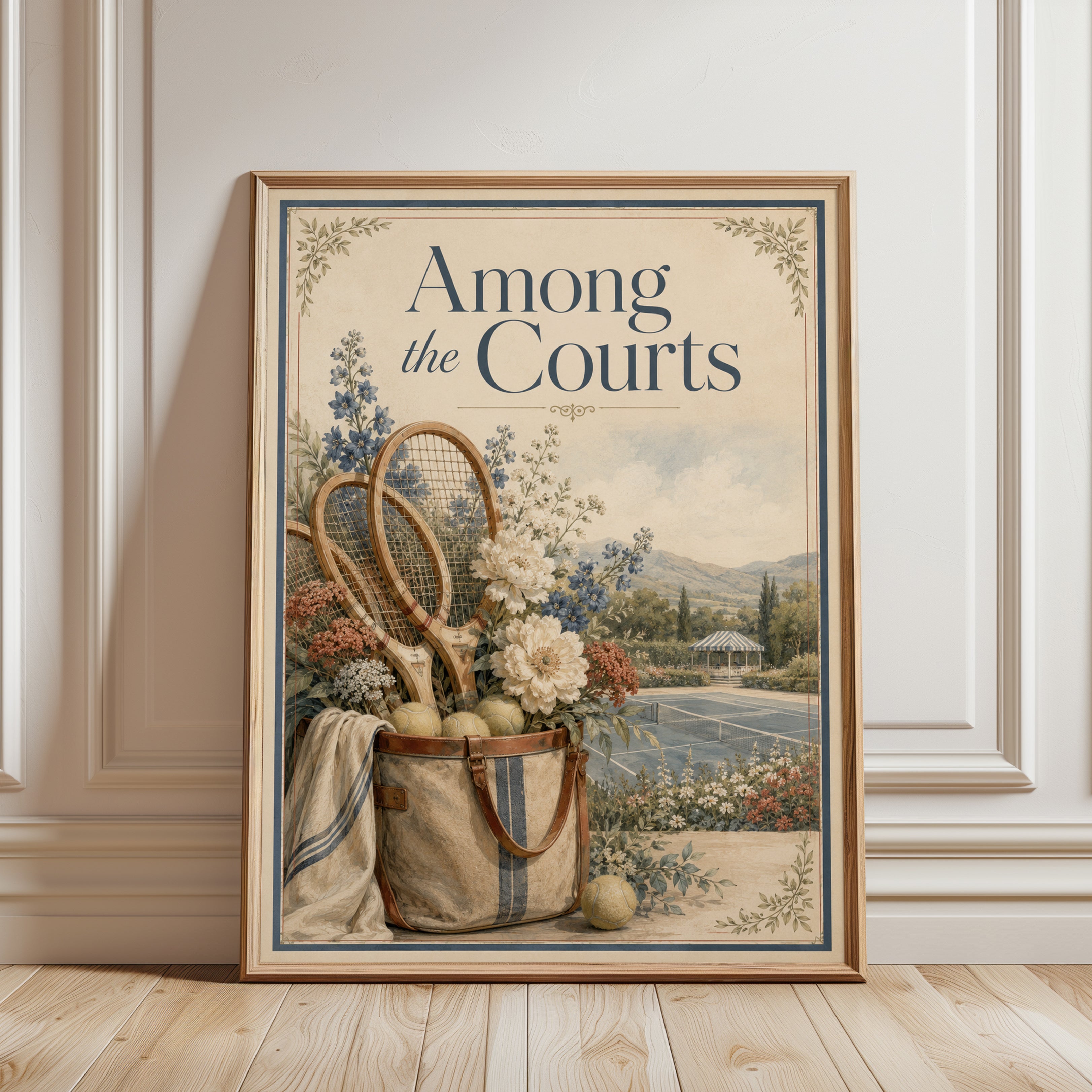 Tennis Wall Art Print: Vintage Sports Scene - framed detail