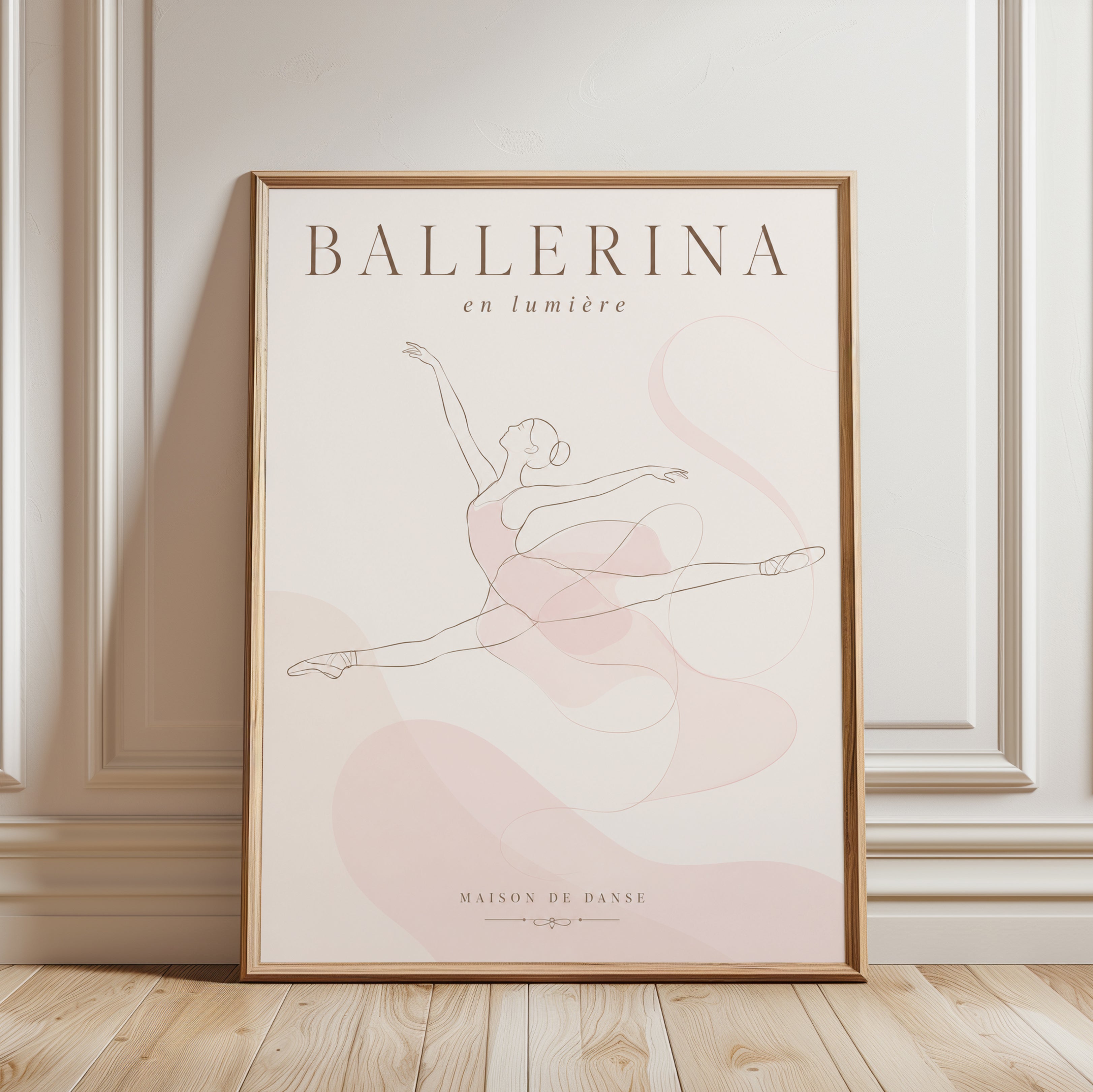 Ballerina Line Art Print - framed detail