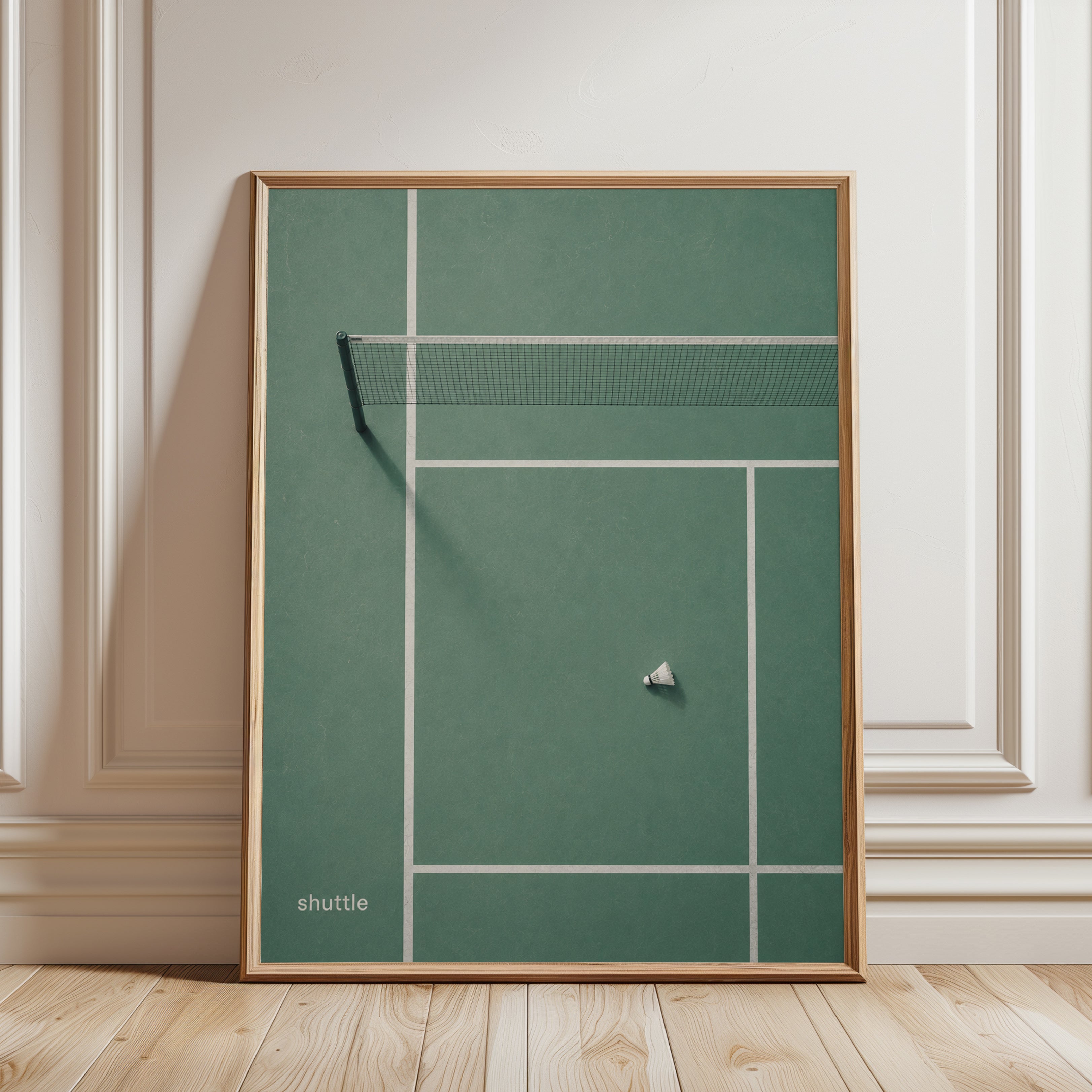 Badminton Wall Art – Minimalist Sports Print - framed detail