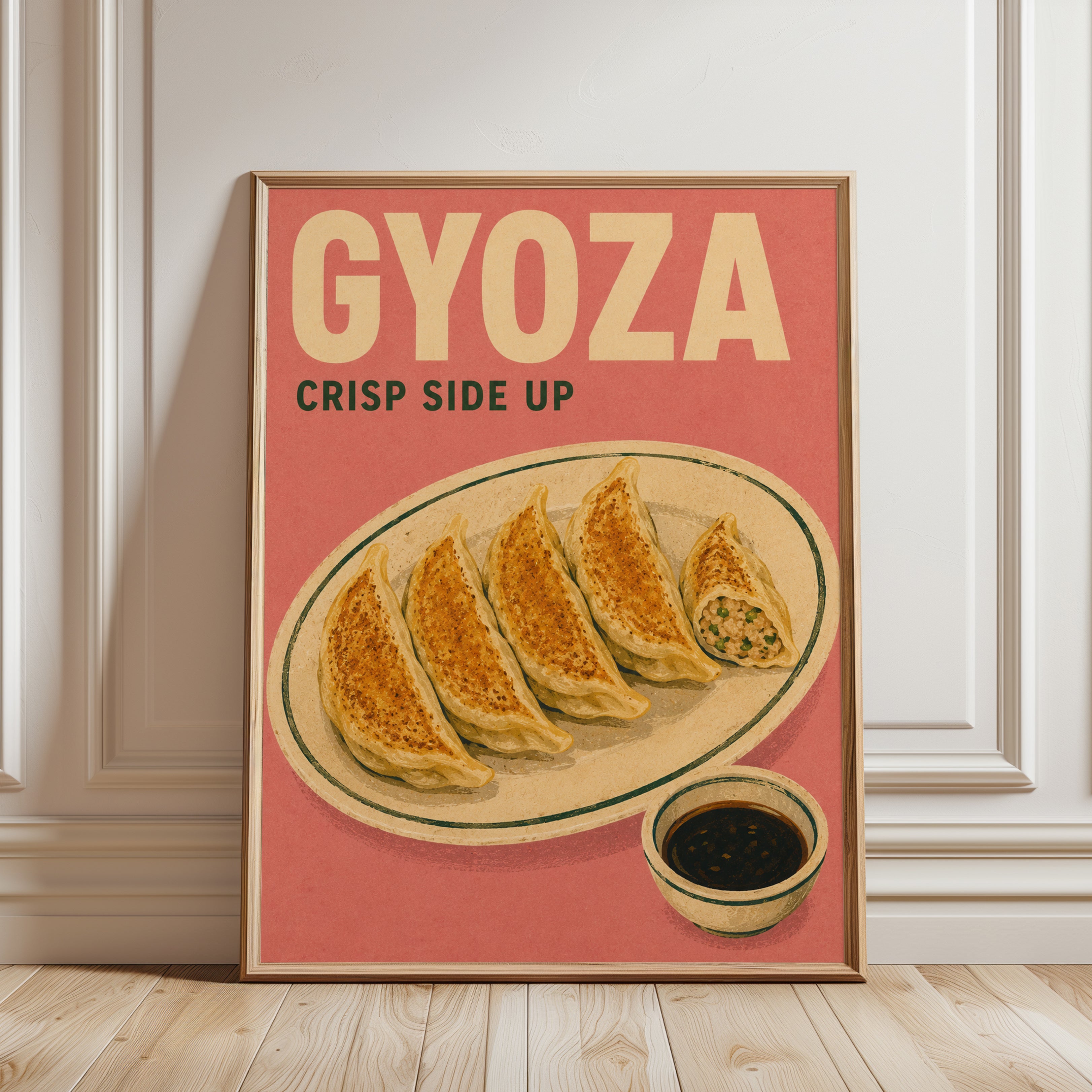 Kitchen Wall Art – Gyoza Print - framed detail