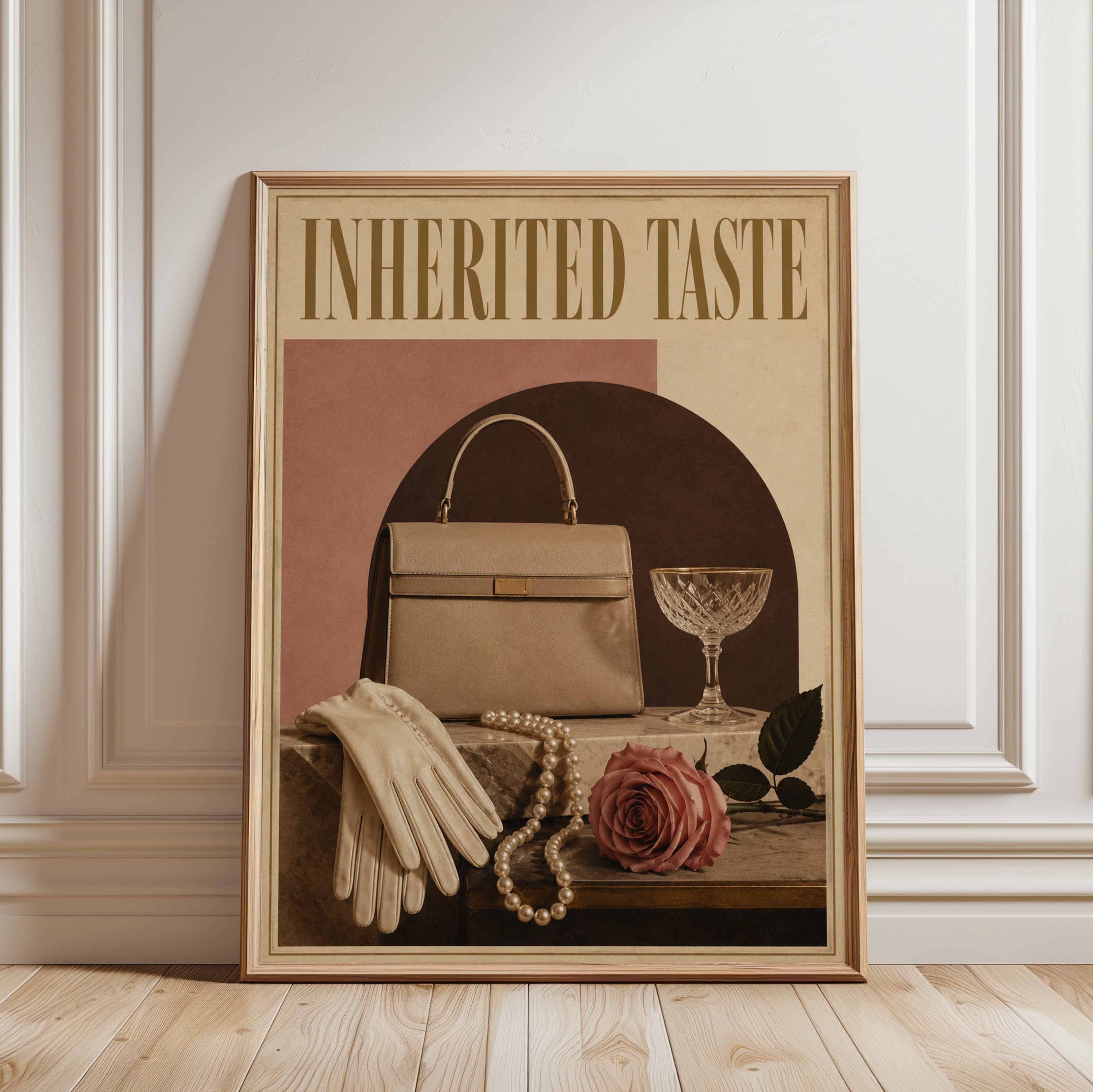 Inherited Taste Vintage Fashion Poster: Retro Luxury Still Life - framed detail