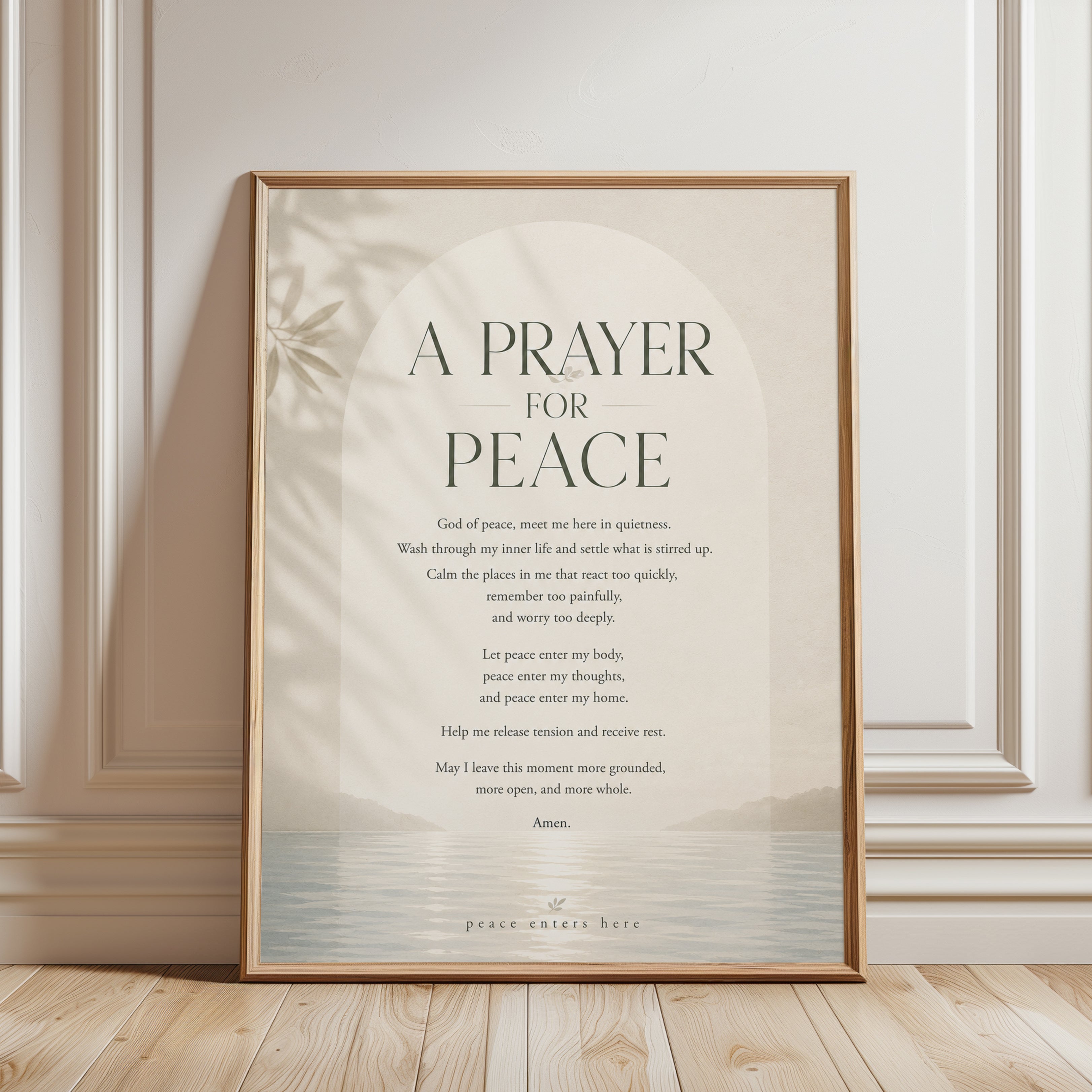 Prayer Wall Art – Peace Print - framed detail
