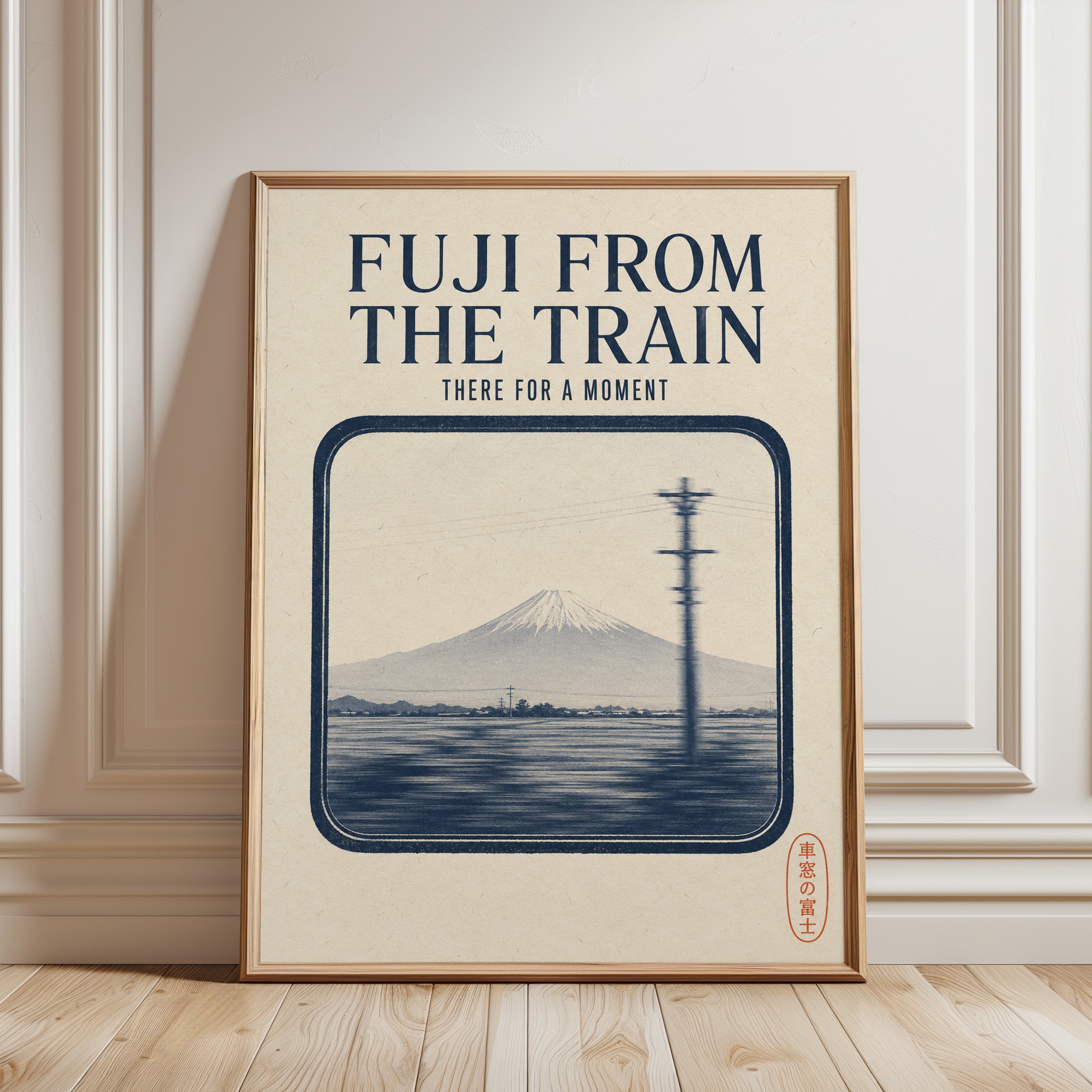 Japan Travel Poster – Mount Fuji Wall Art - framed detail