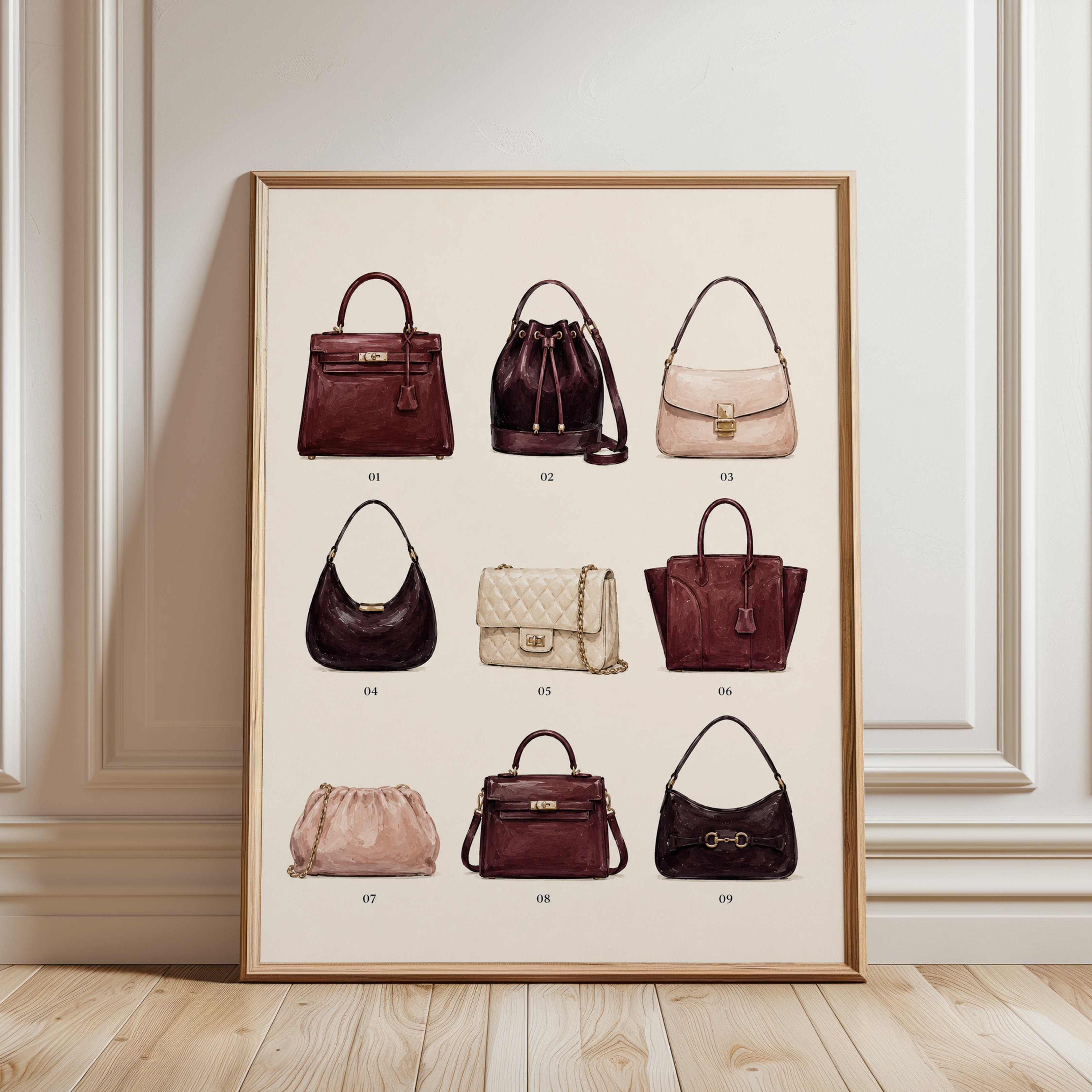 Fashion Wall Art – Designer Handbag Print - framed detail