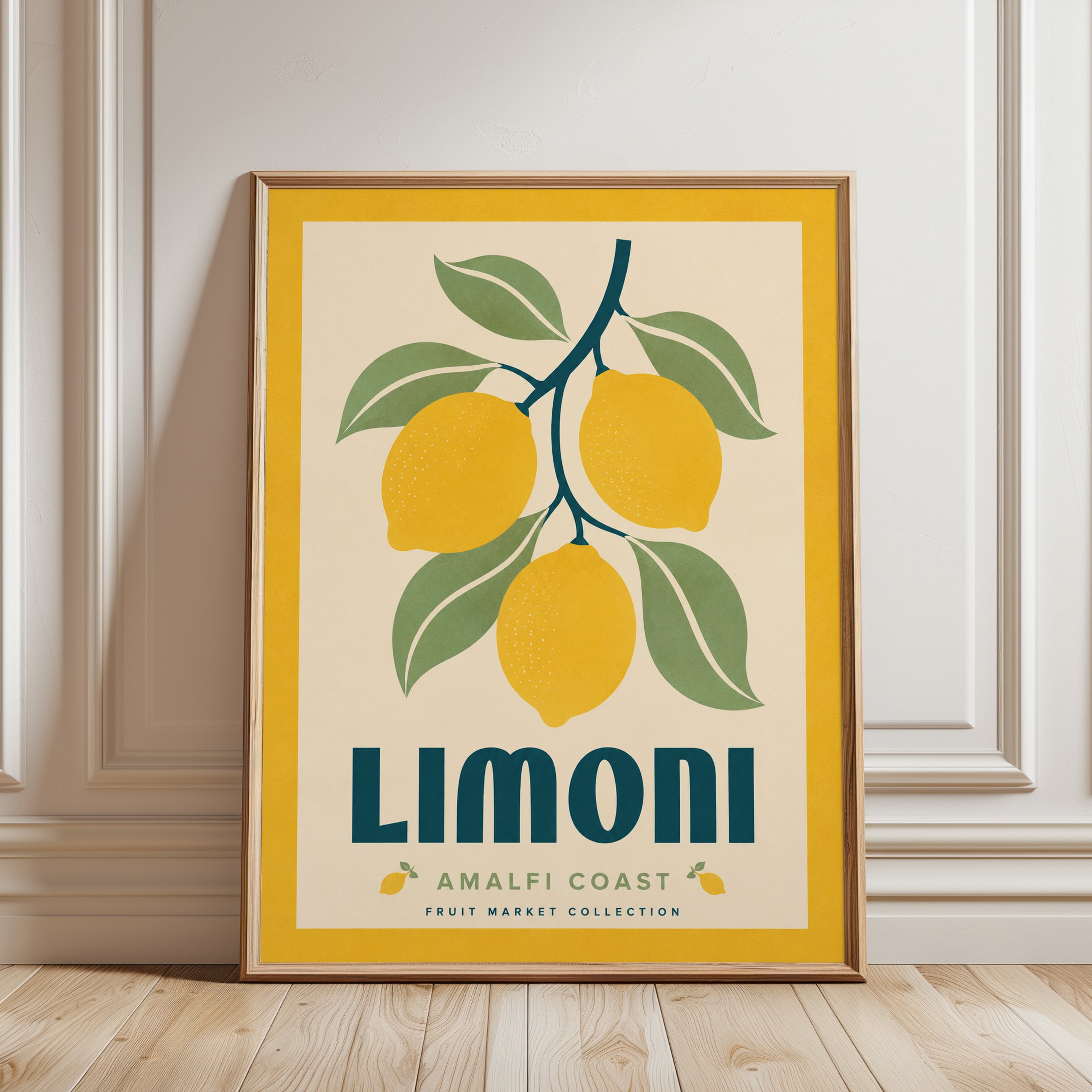Kitchen Wall Art: Vintage Lemon Print - framed detail