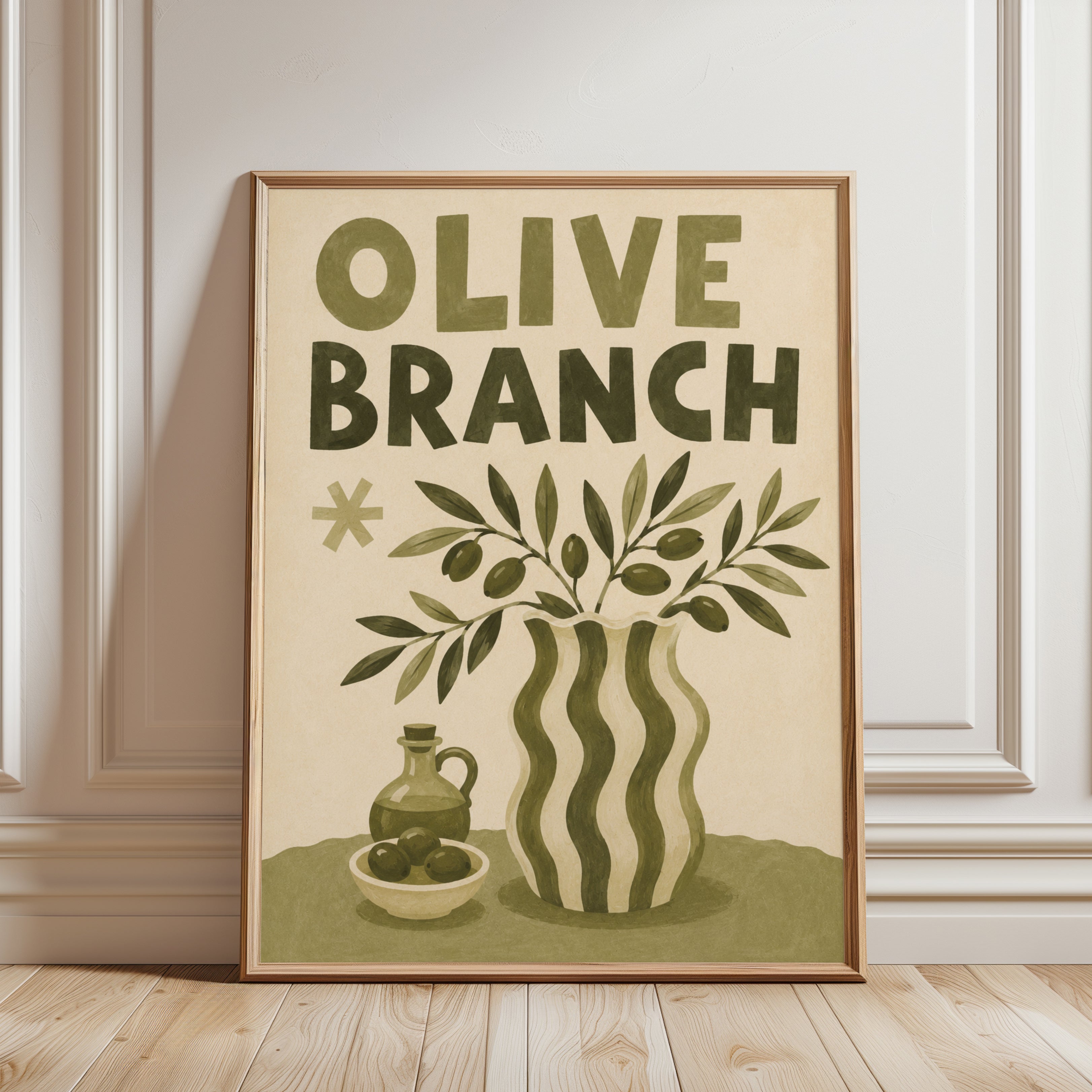 Kitchen Wall Art – Olive Branch Print - framed detail