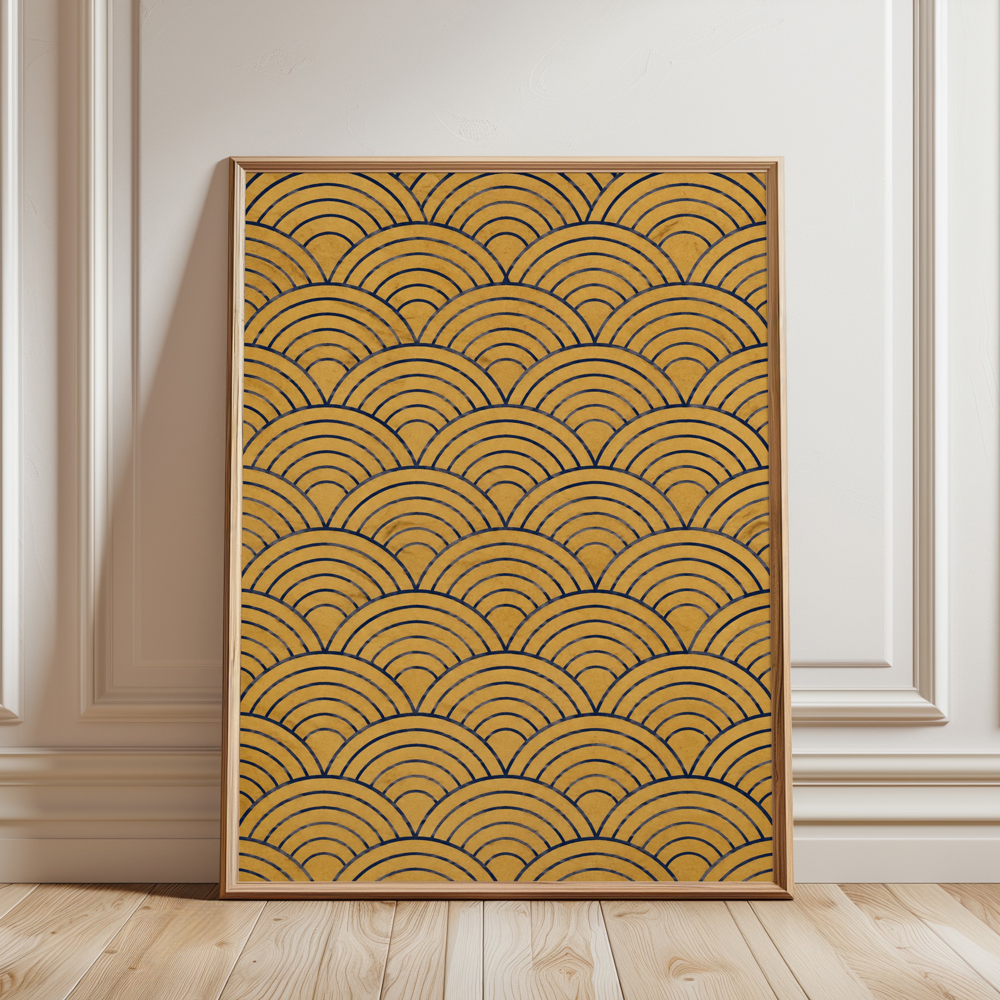 Seigaiha Wall Art Print: Japanese Wave Pattern - framed detail