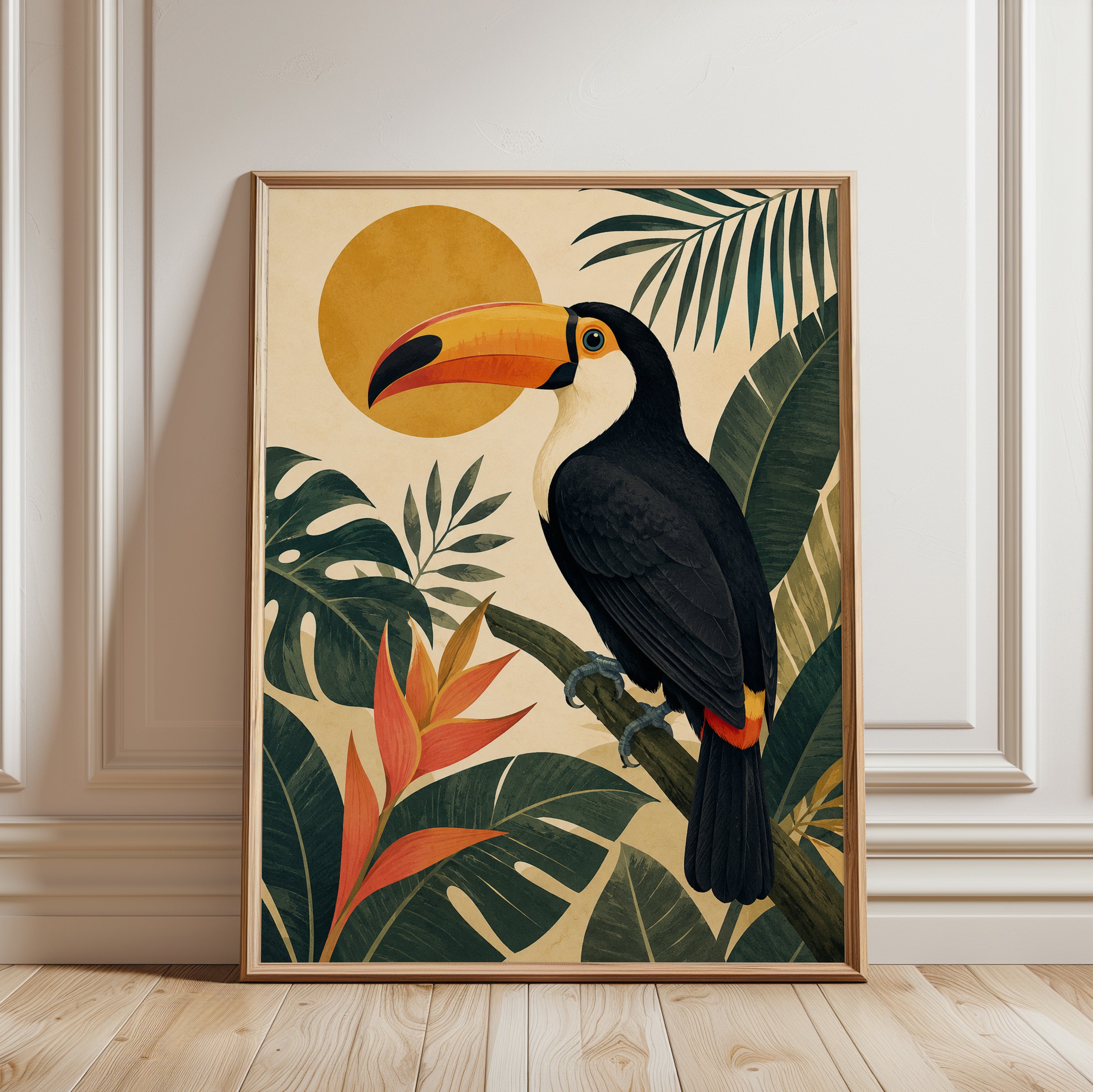 Tropical Toucan Print - framed detail