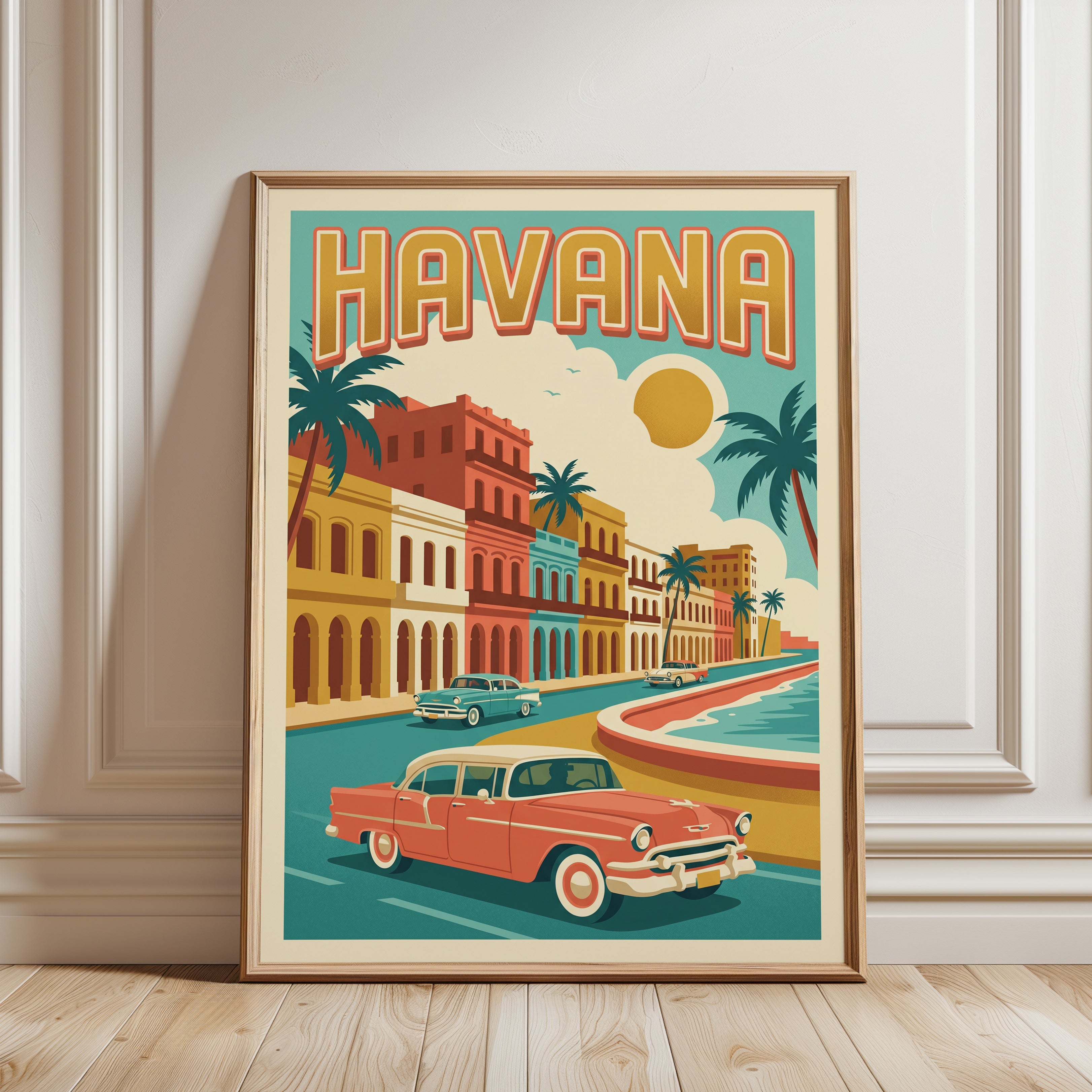 Retro Havana Wall Art - framed detail