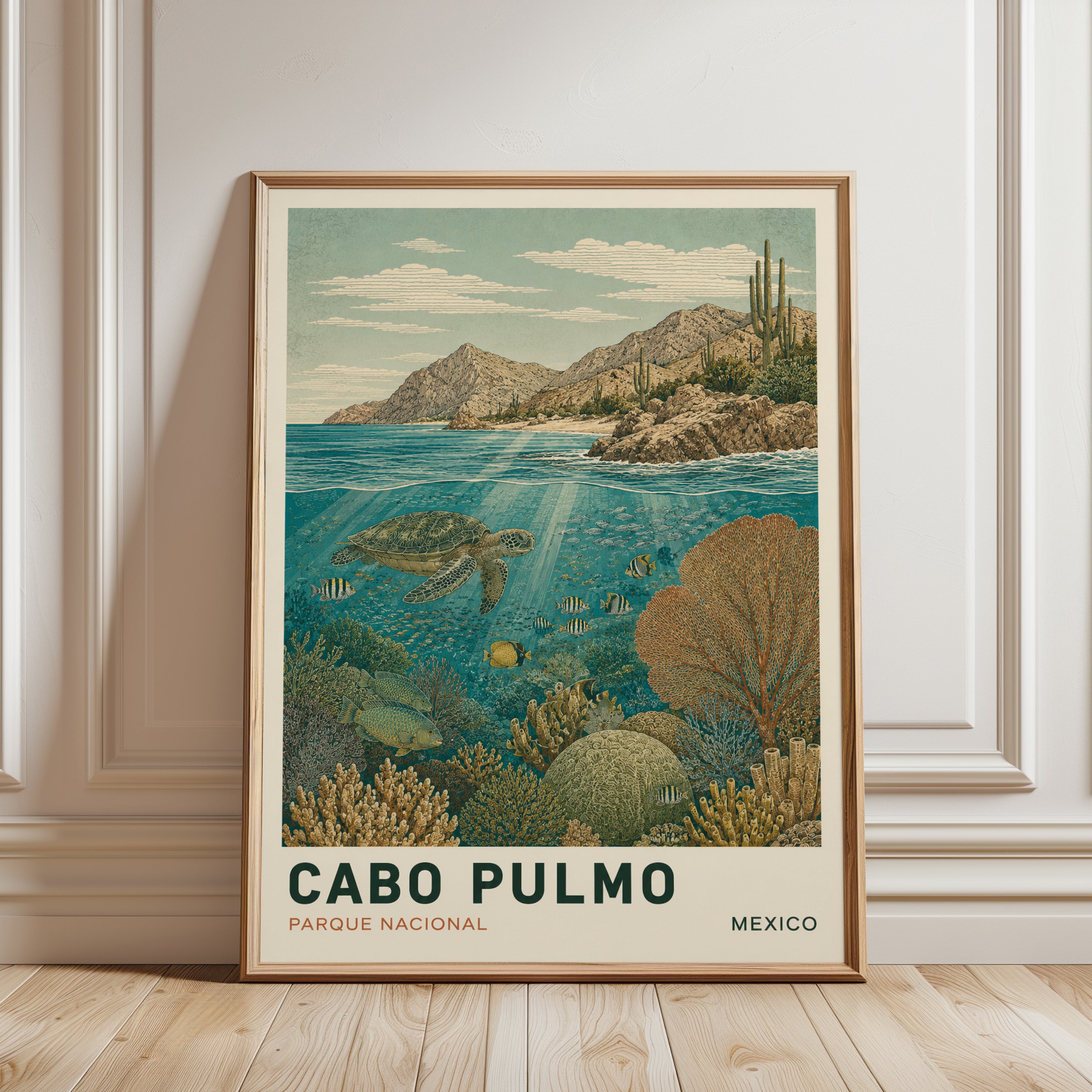 Cabo Pulmo Poster – Mexico Travel Print - framed detail