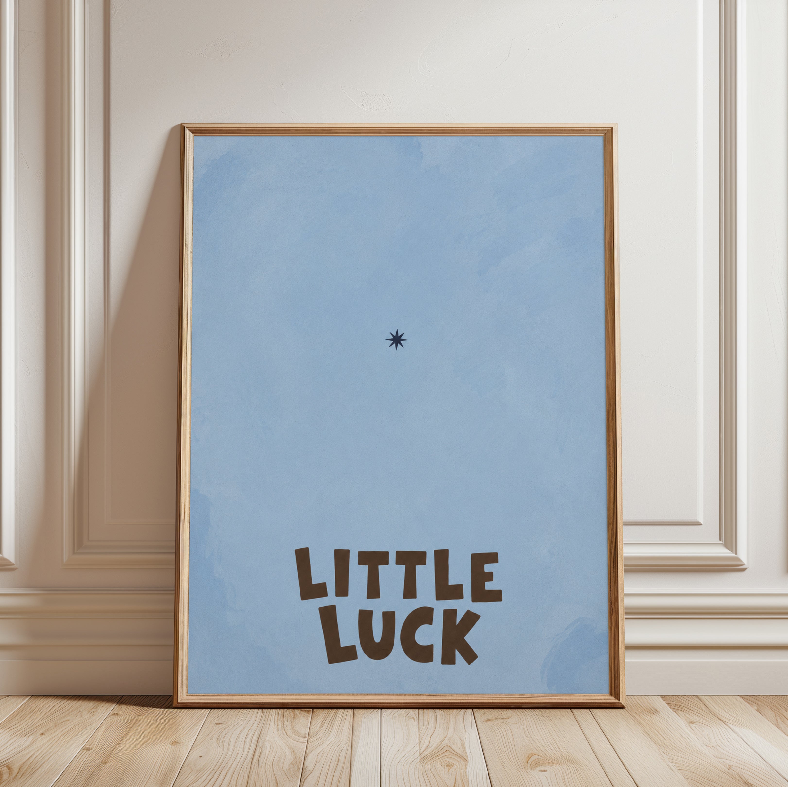 Nursery Wall Art – Little Luck Quote Print - framed detail