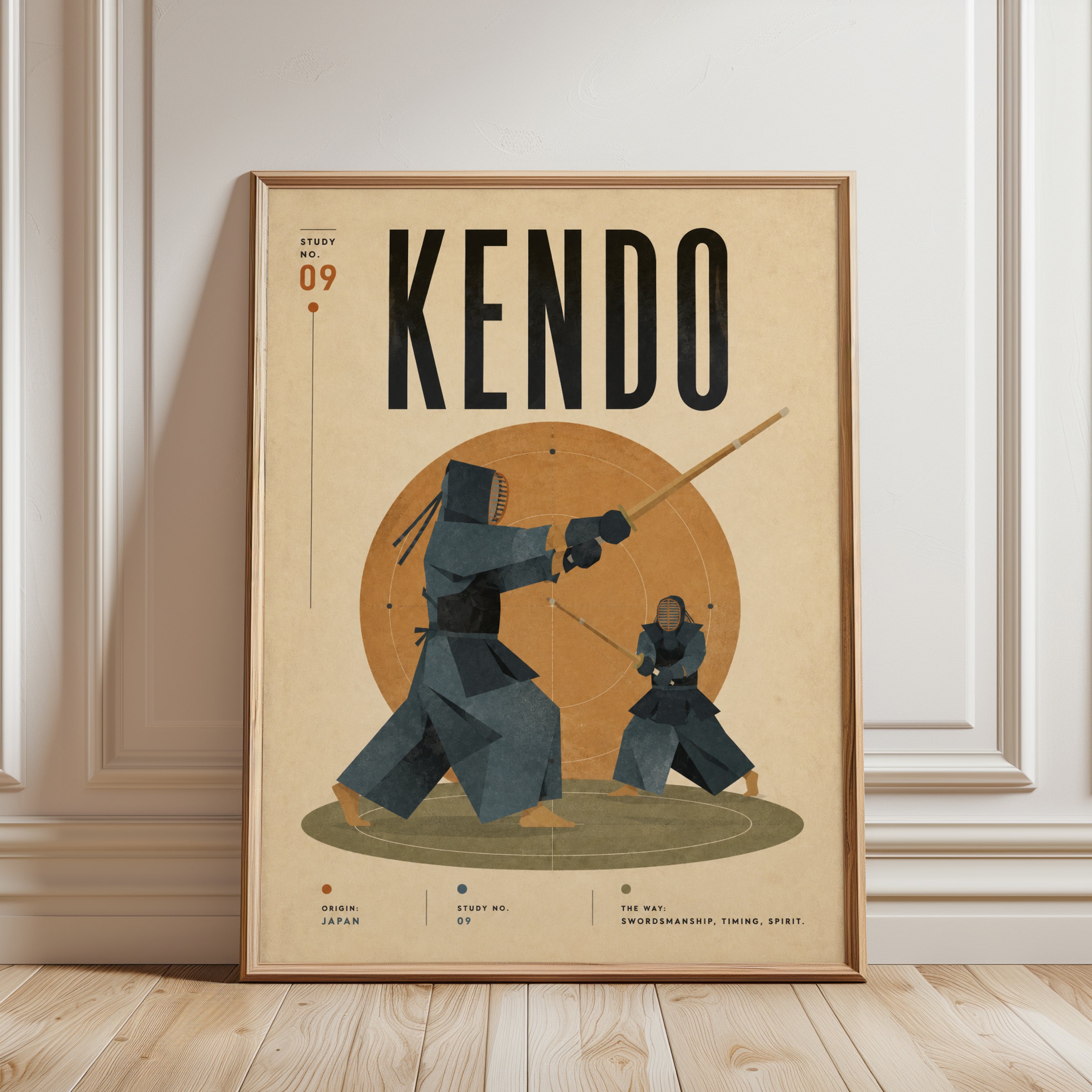 Kendo Art Print — Japanese Martial Arts Poster - framed detail