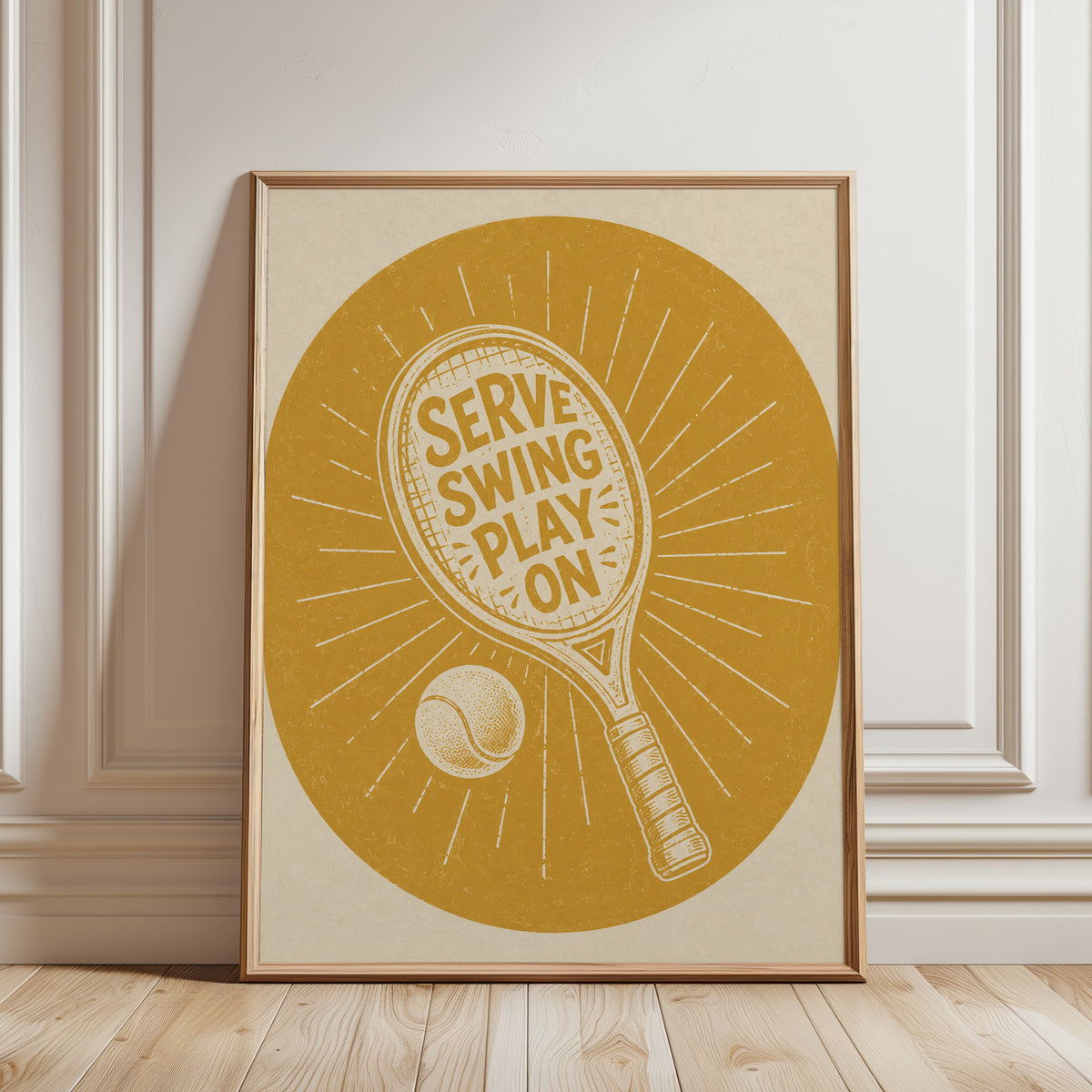 Vintage Tennis Poster – Retro Style - framed detail