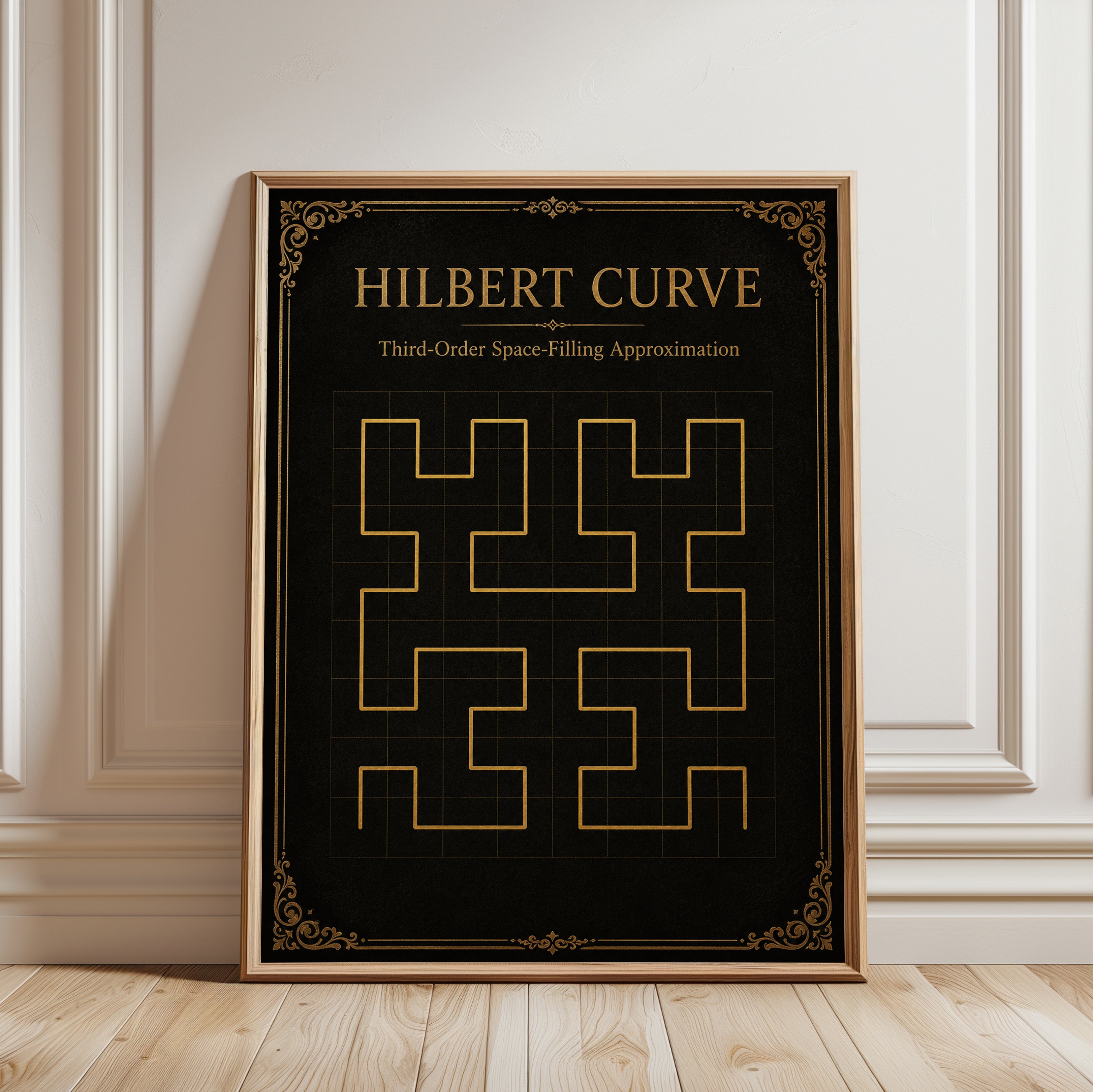 Hilbert Curve Poster – Math Wall Art - framed detail
