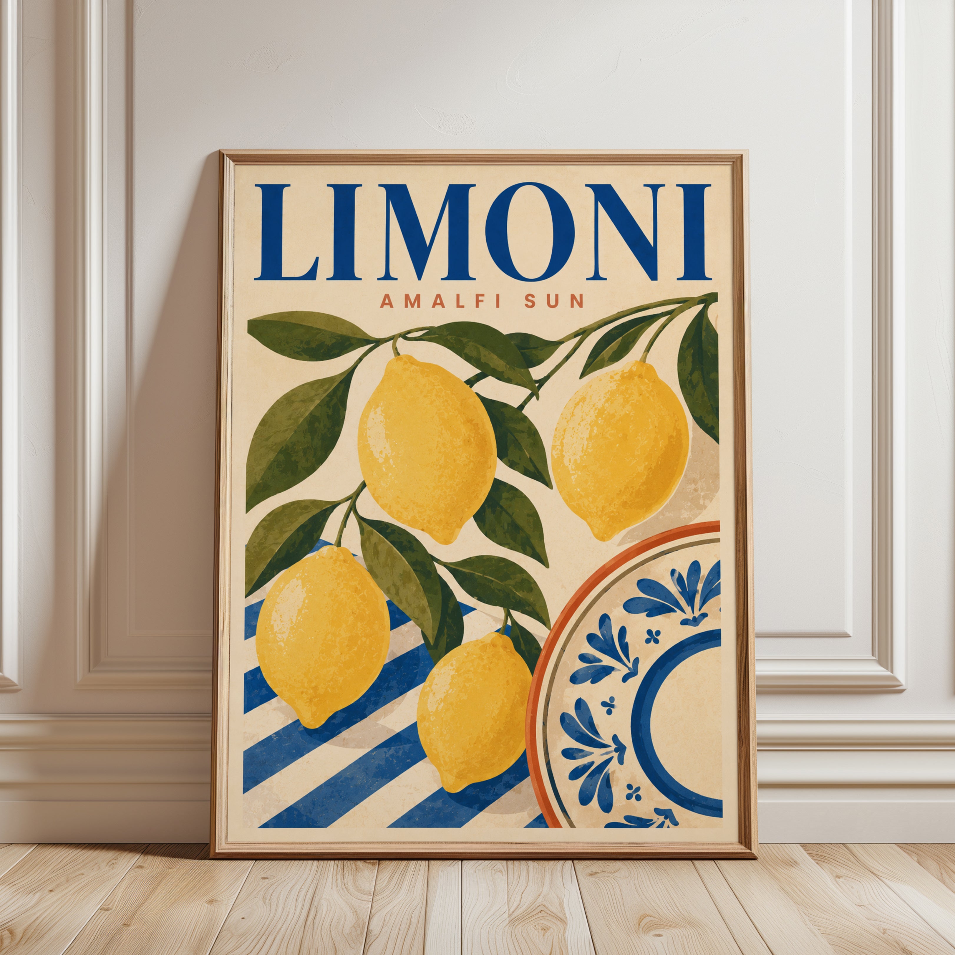 Lemon Kitchen Wall Art – Italian Coastal Print - framed detail